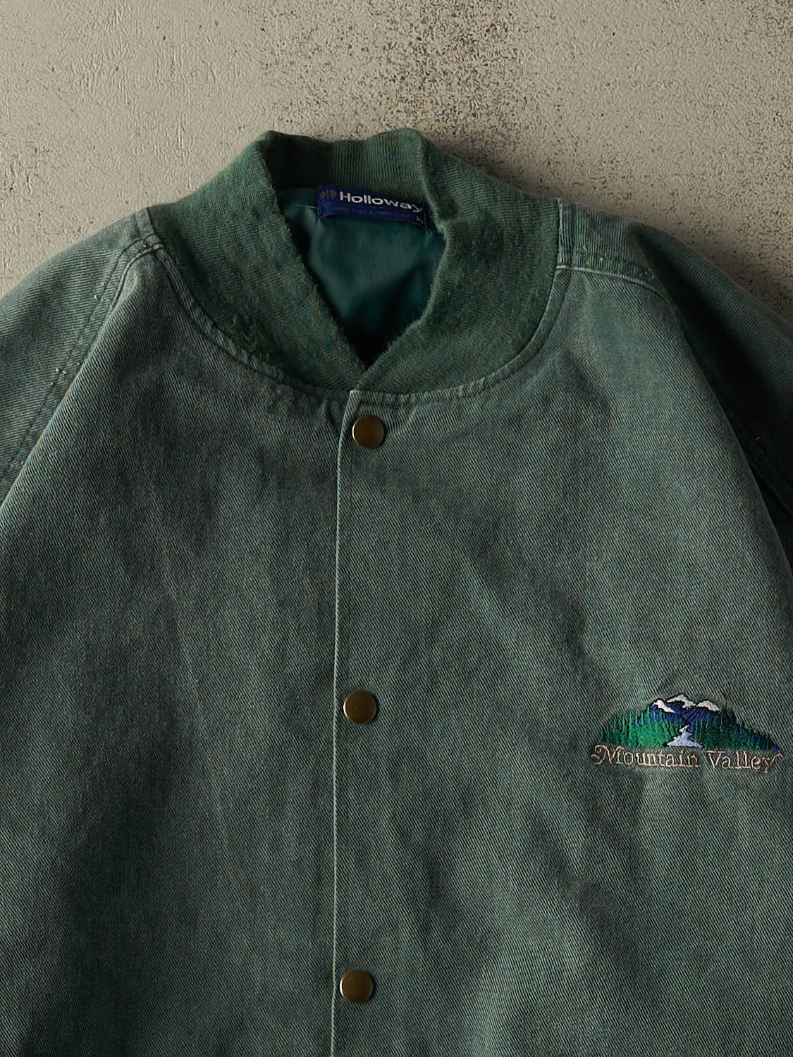 Vintage 90s Green & Beige Embroidered Bomber Jacket (XL) - Image 3