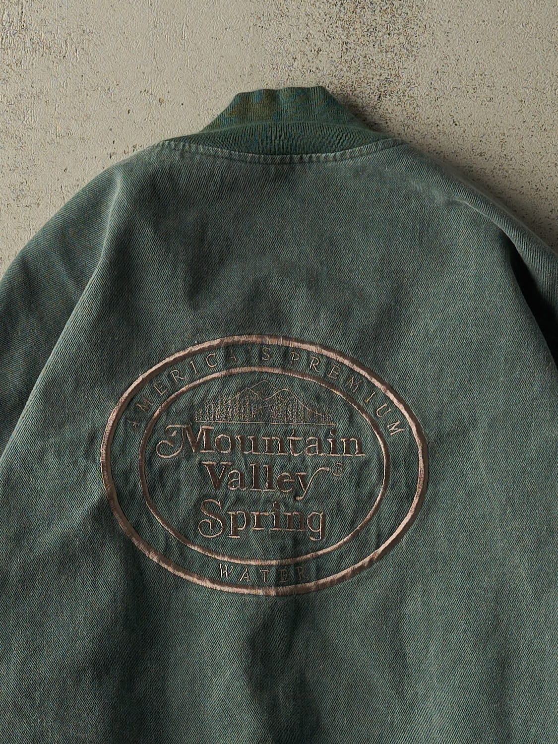 Vintage 90s Green & Beige Embroidered Bomber Jacket (XL) - Image 4