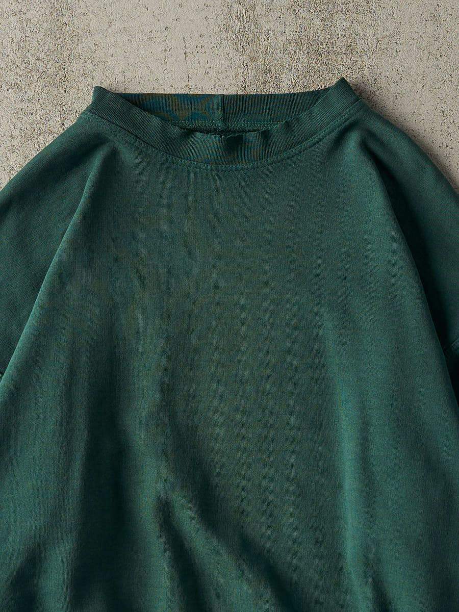 Vintage 90s Green Blank Crewneck (L) - Image 2