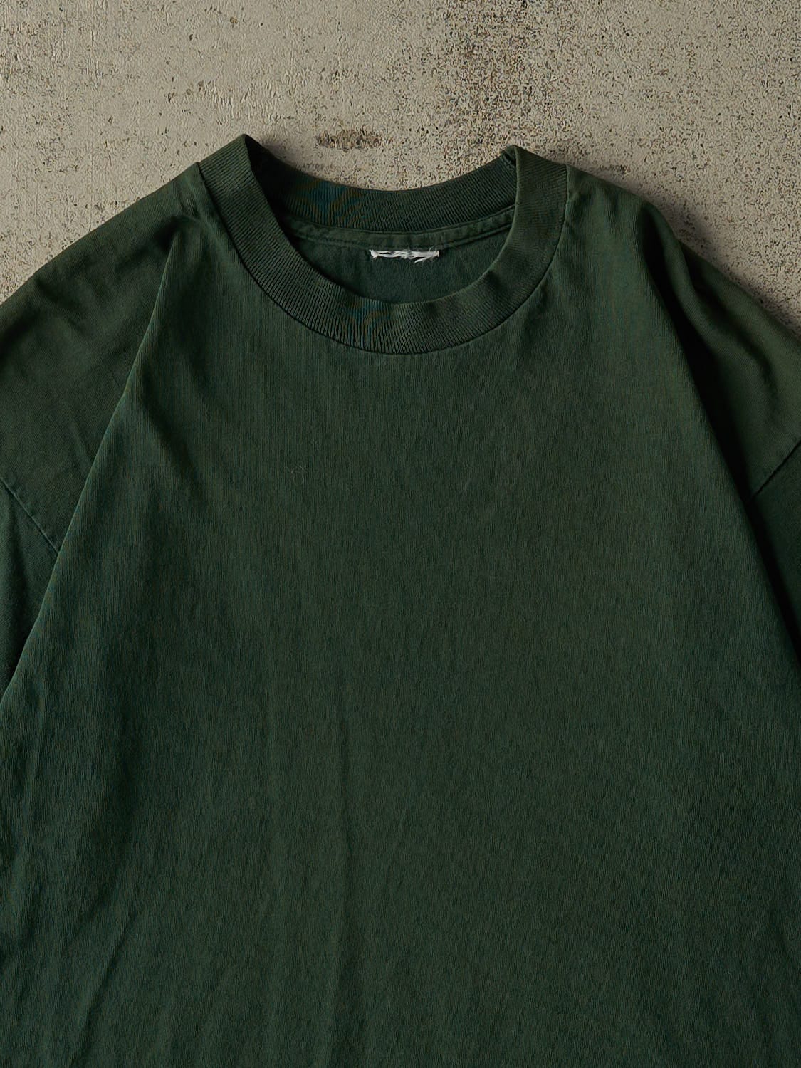 Vintage 90s Green Blank Single Stitch Tee (L) - Image 2