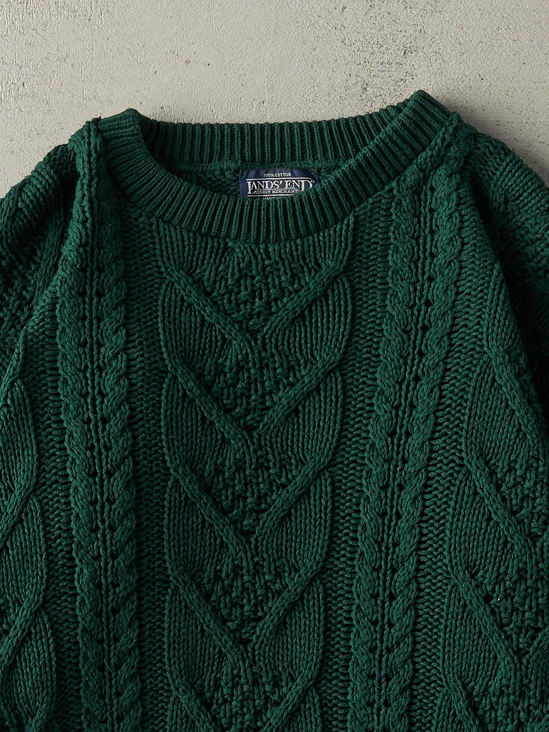 Vintage 90s Green Cable Knit Pullover (S/M) - Image 3