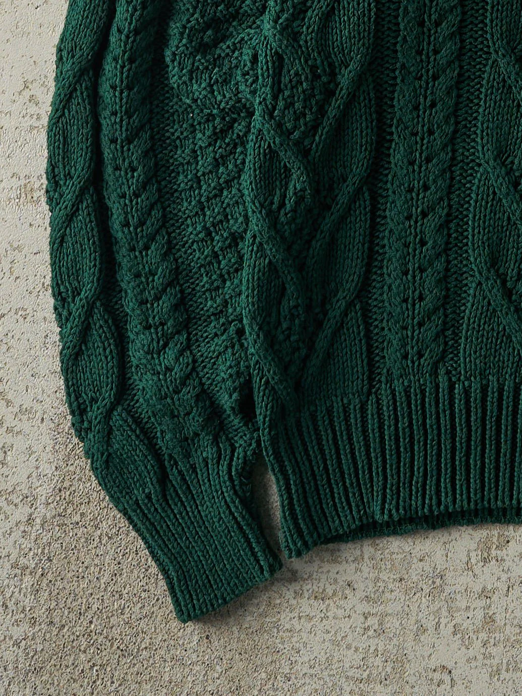 Vintage 90s Green Cable Knit Pullover (S/M) - Image 4