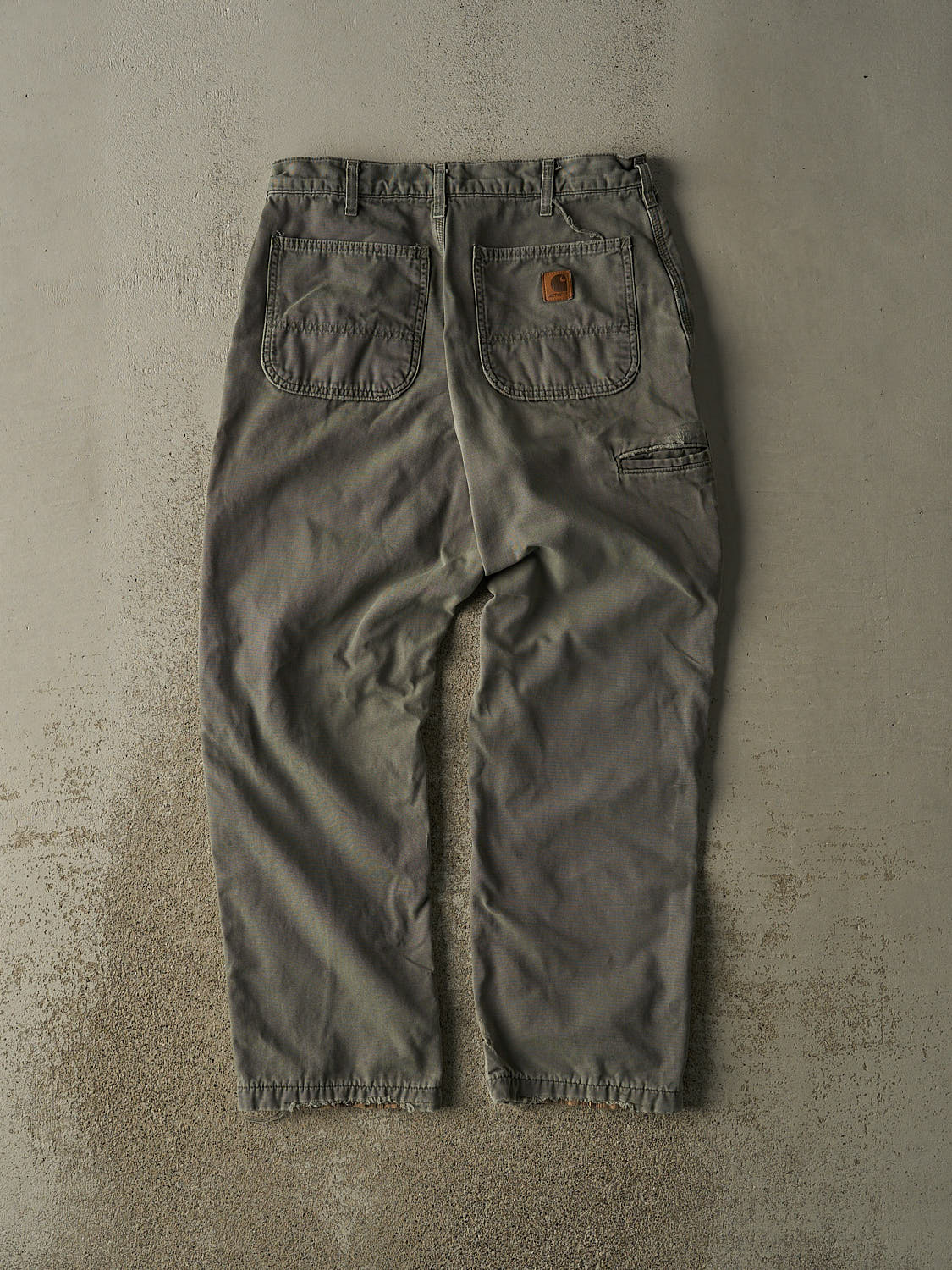 Vintage 90s Green Carhartt Carpenter Flannel Lined Pants (31x29) - Image 3