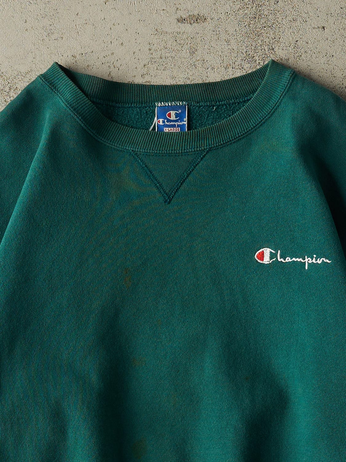 Vintage 90s Green Champion Embroidered Crewneck (L/XL) - Image 2