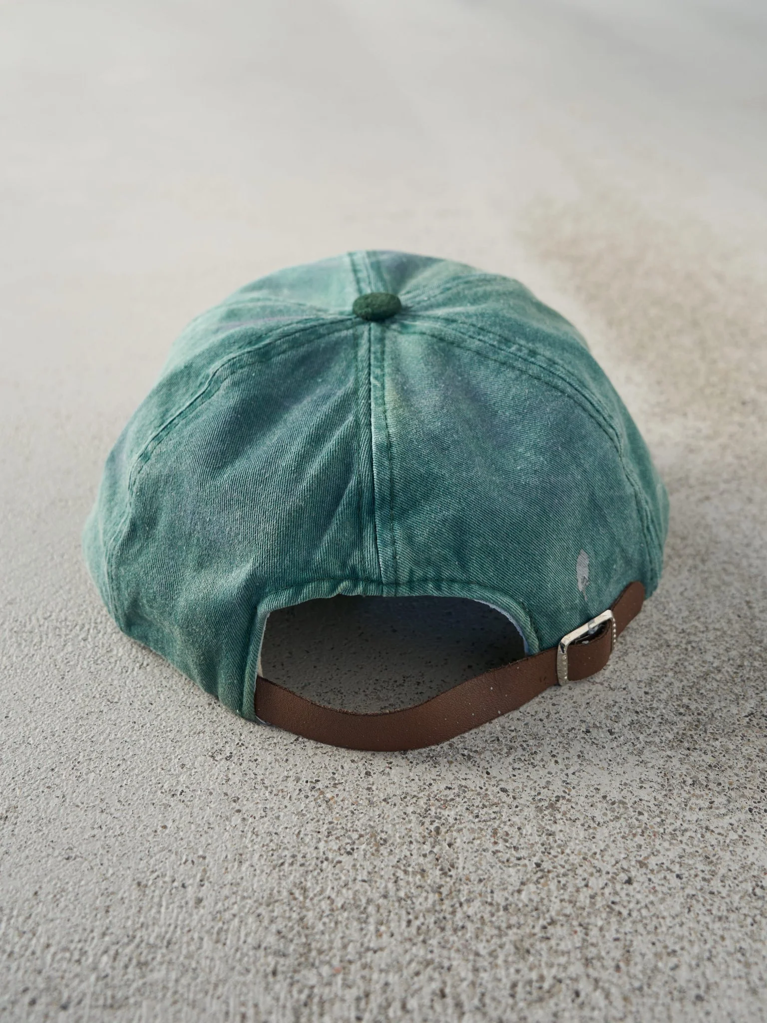 Vintage 90s Green Coors Light Embroidered Leather Strapback Hat - Image 3