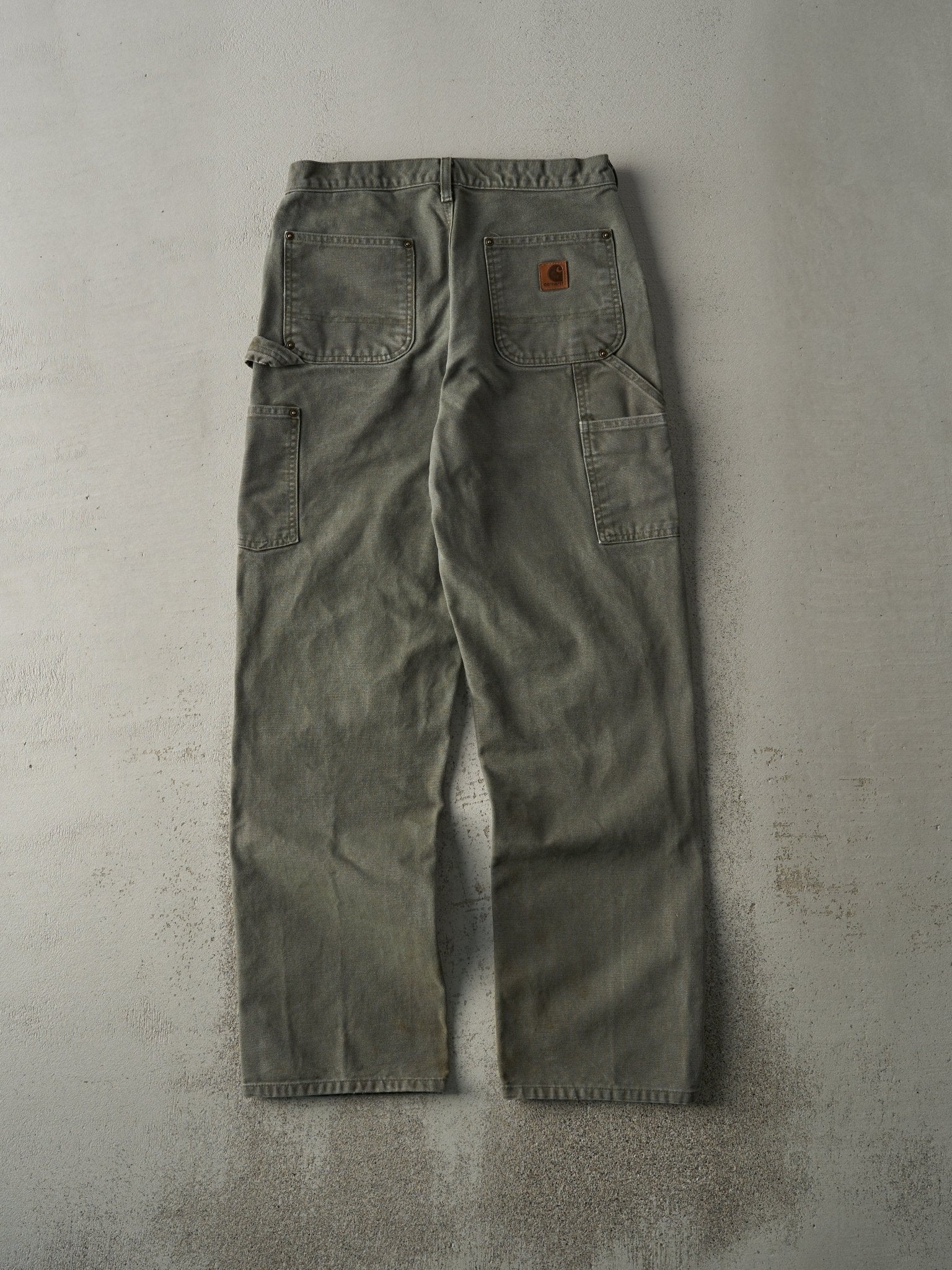 Vintage 90s Green Dungaree Fit Carhartt Double Knee Carpenter Pants (29.5x32) - Image 3