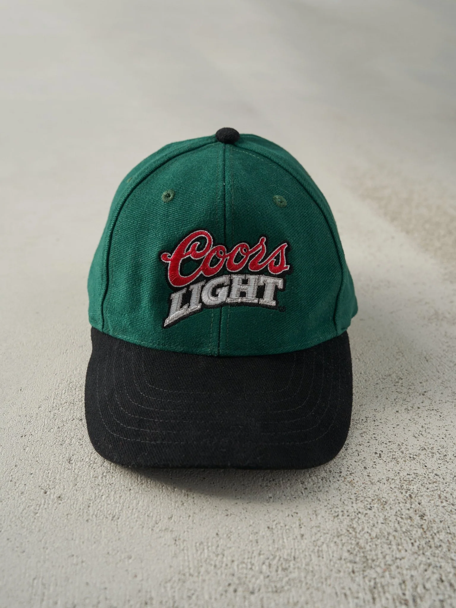 Vintage 90s Green Embroidered Coors Light Strapback Hat