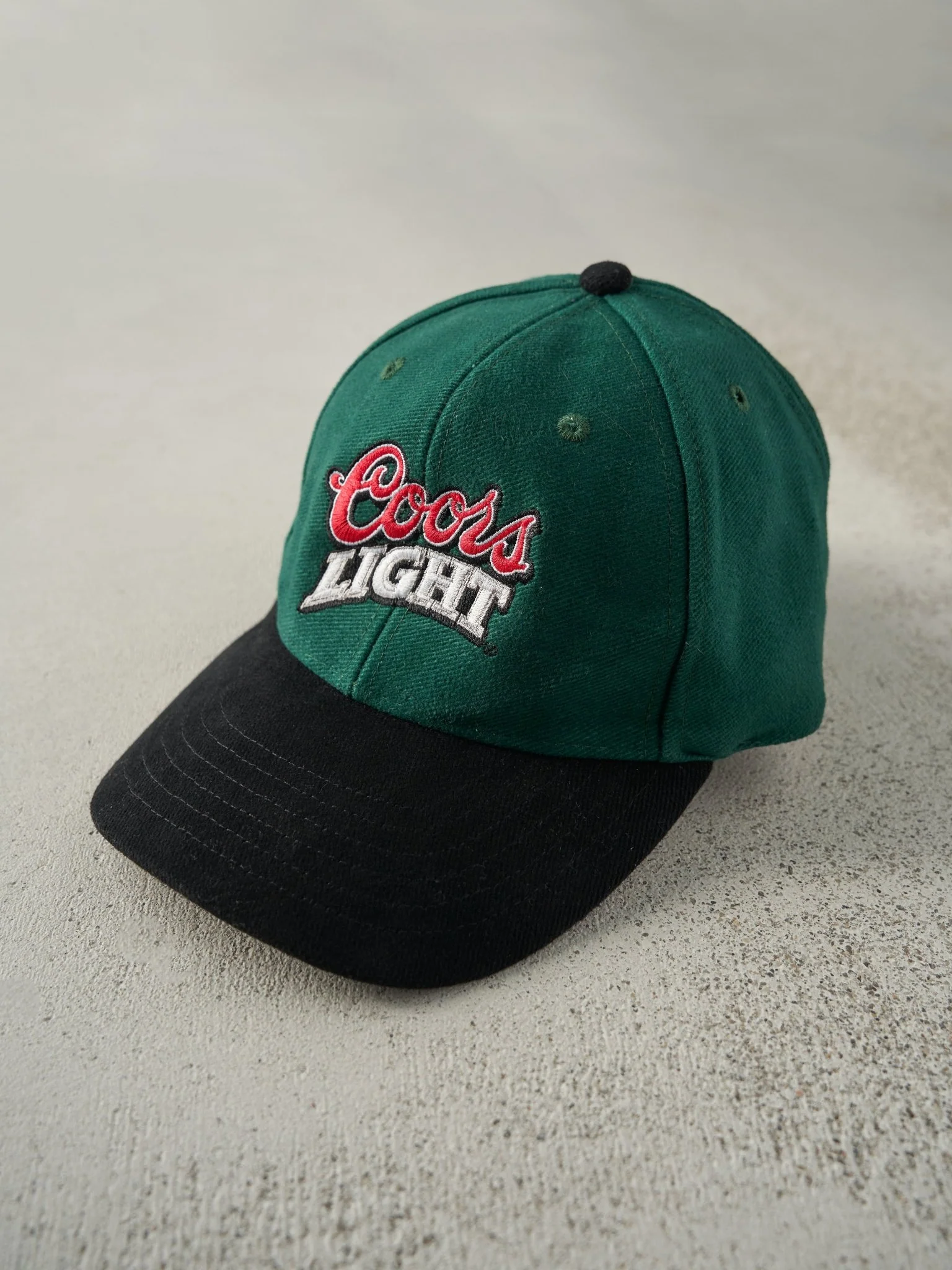 Vintage 90s Green Embroidered Coors Light Strapback Hat - Image 2