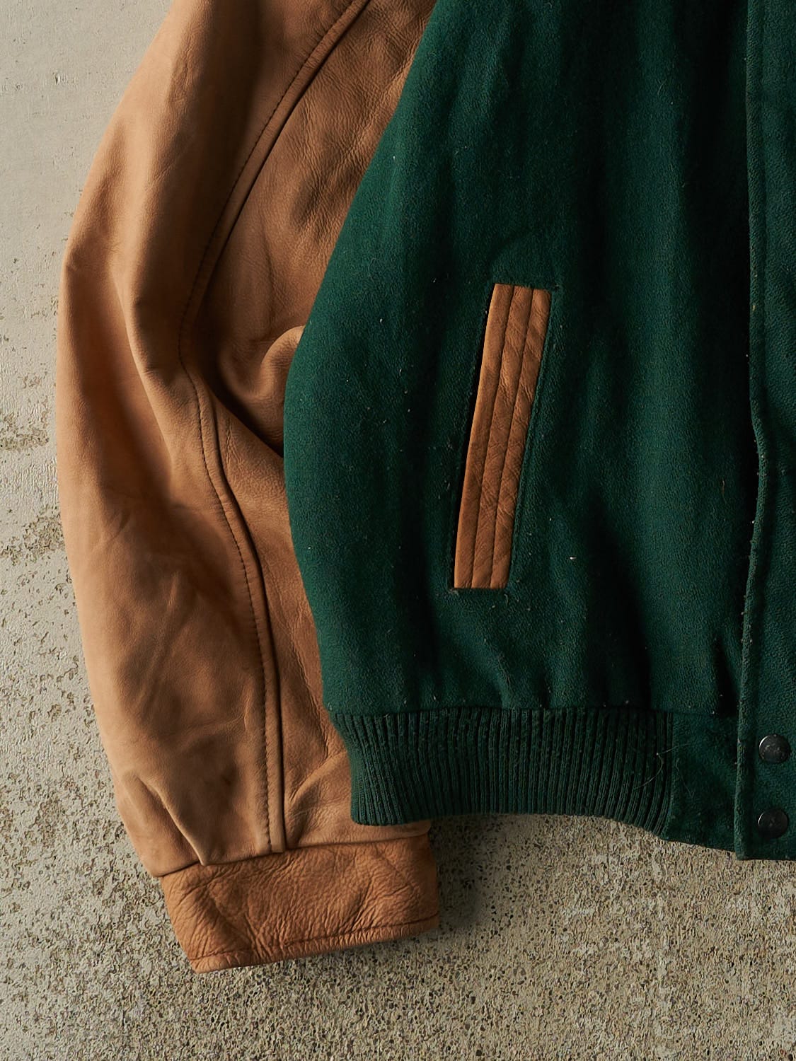Vintage 90s Green Embroidered Varsity Jacket (L/XL) - Image 3