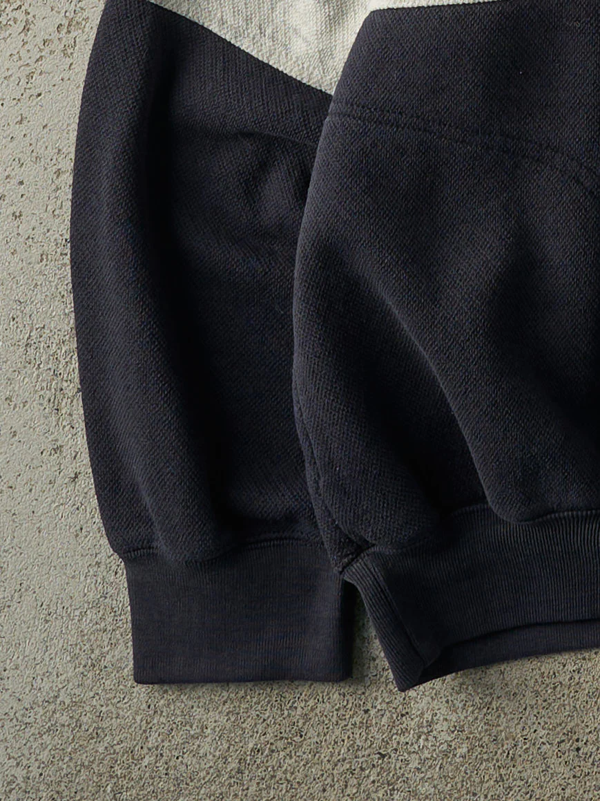 Vintage 90s Green, Grey & Navy Quarter Button Boxy Pullover (L/XL) - Image 3