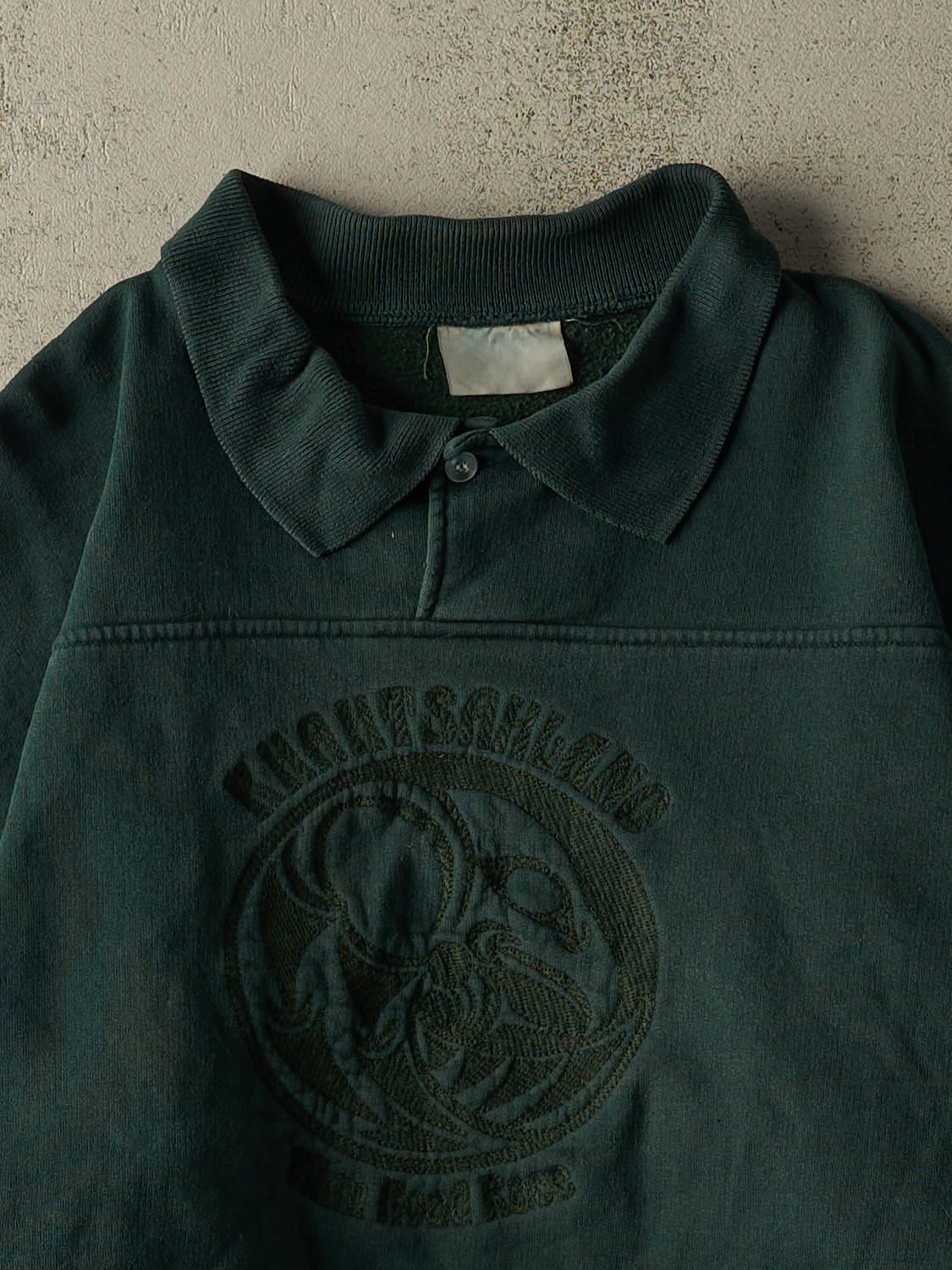 Vintage 90s Green Khahtsahlano Road Race Quarter Button Sweater (S) - Image 2