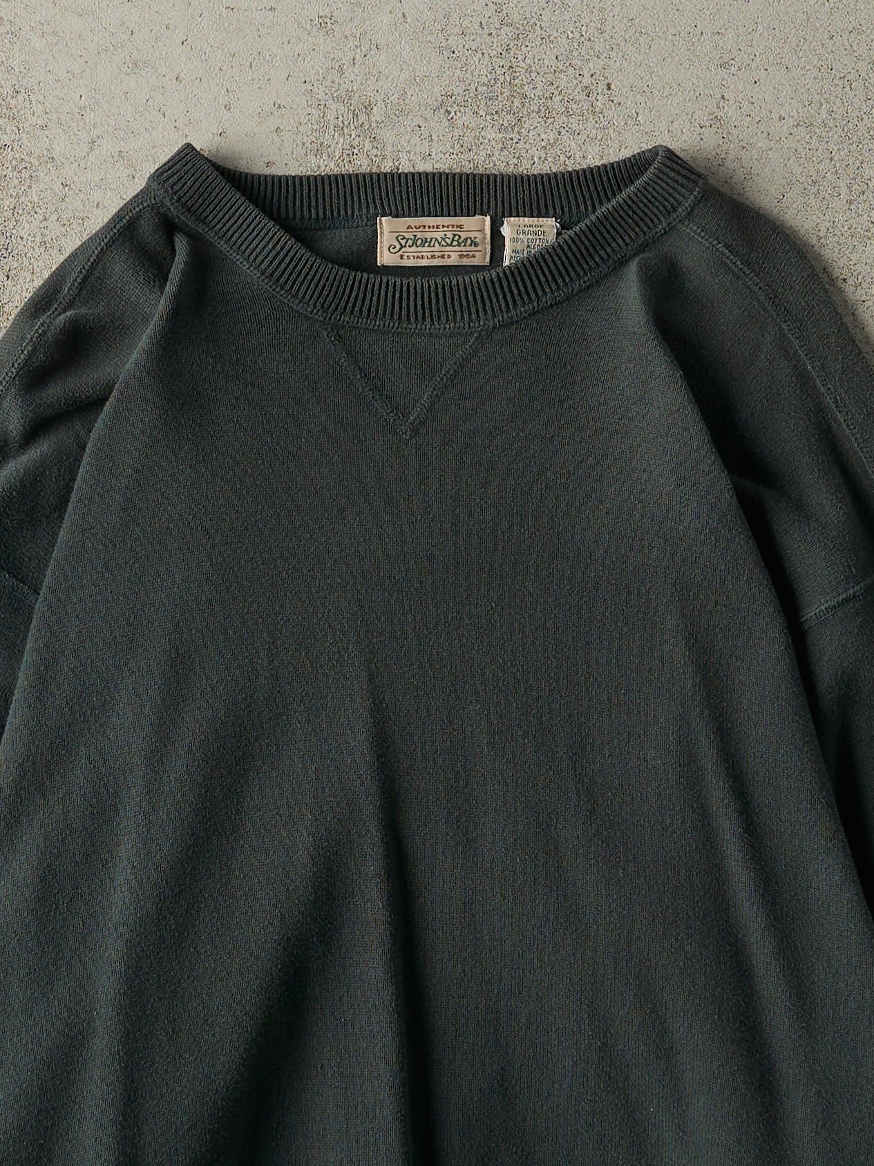 Vintage 90s Green Knit Crewneck (L) - Image 2