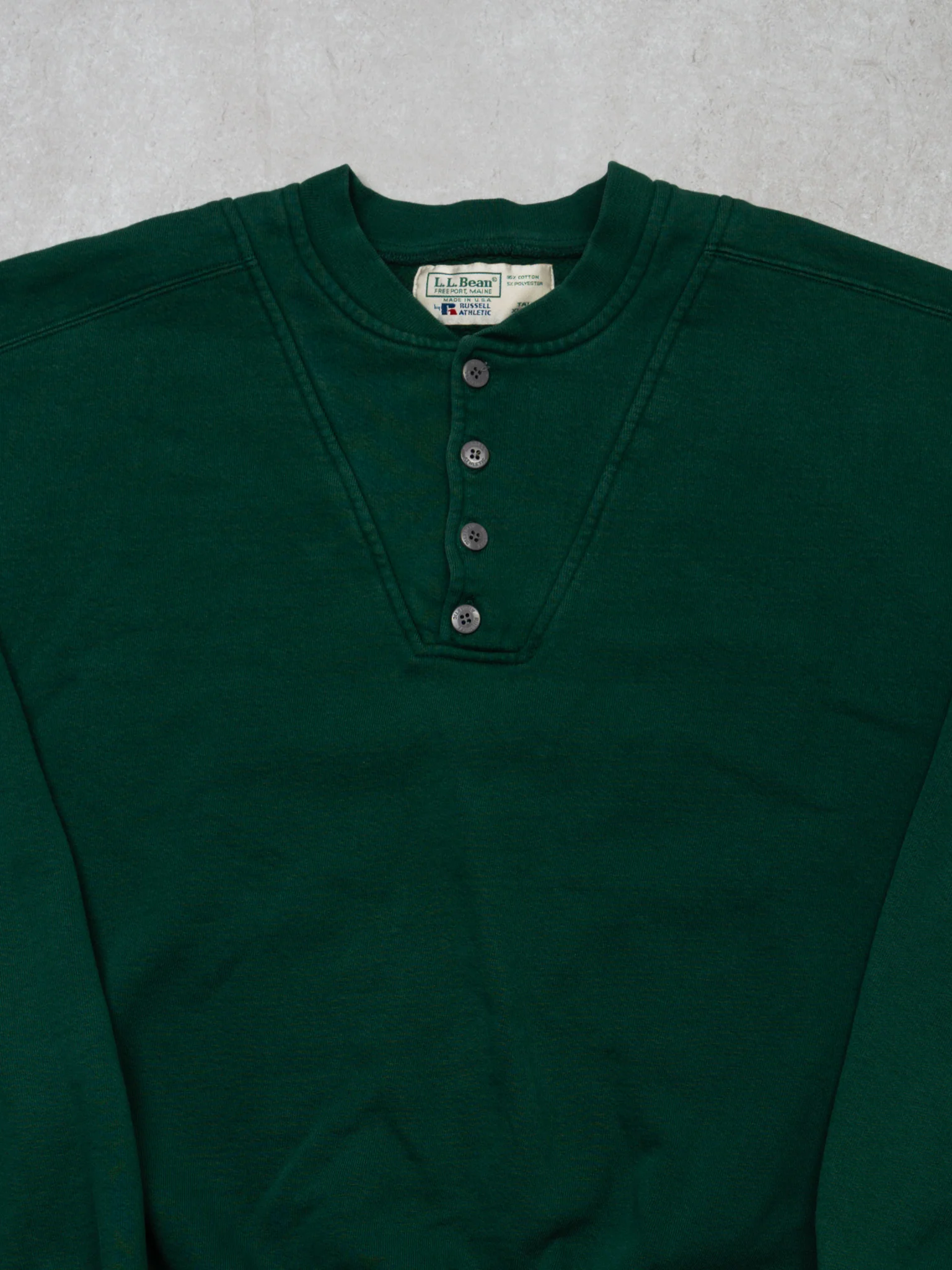 Vintage 90s Green LL Bean x Russell Athletics 1/4 Button Sweater (L) - Image 2