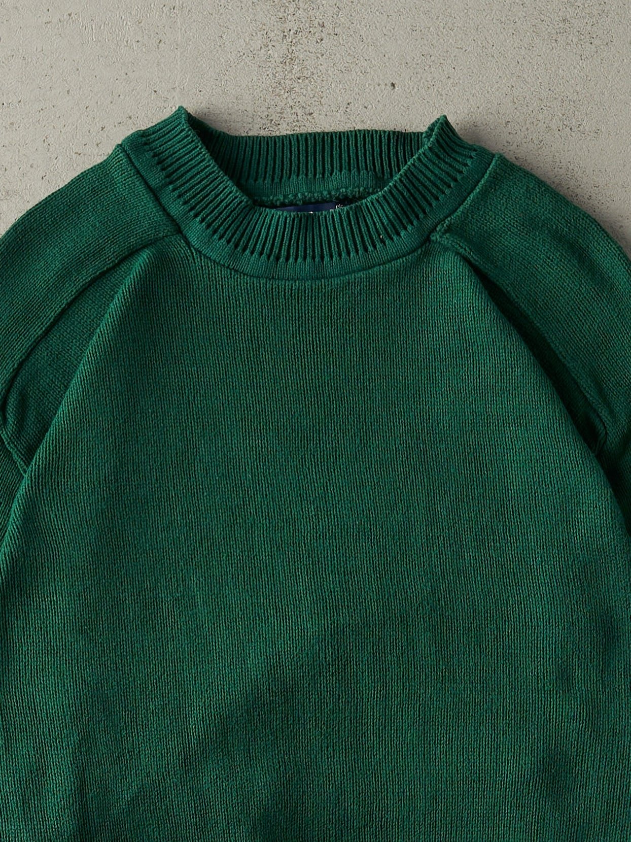 Vintage 90s Green Mock Neck Pullover Knit (L) - Image 2