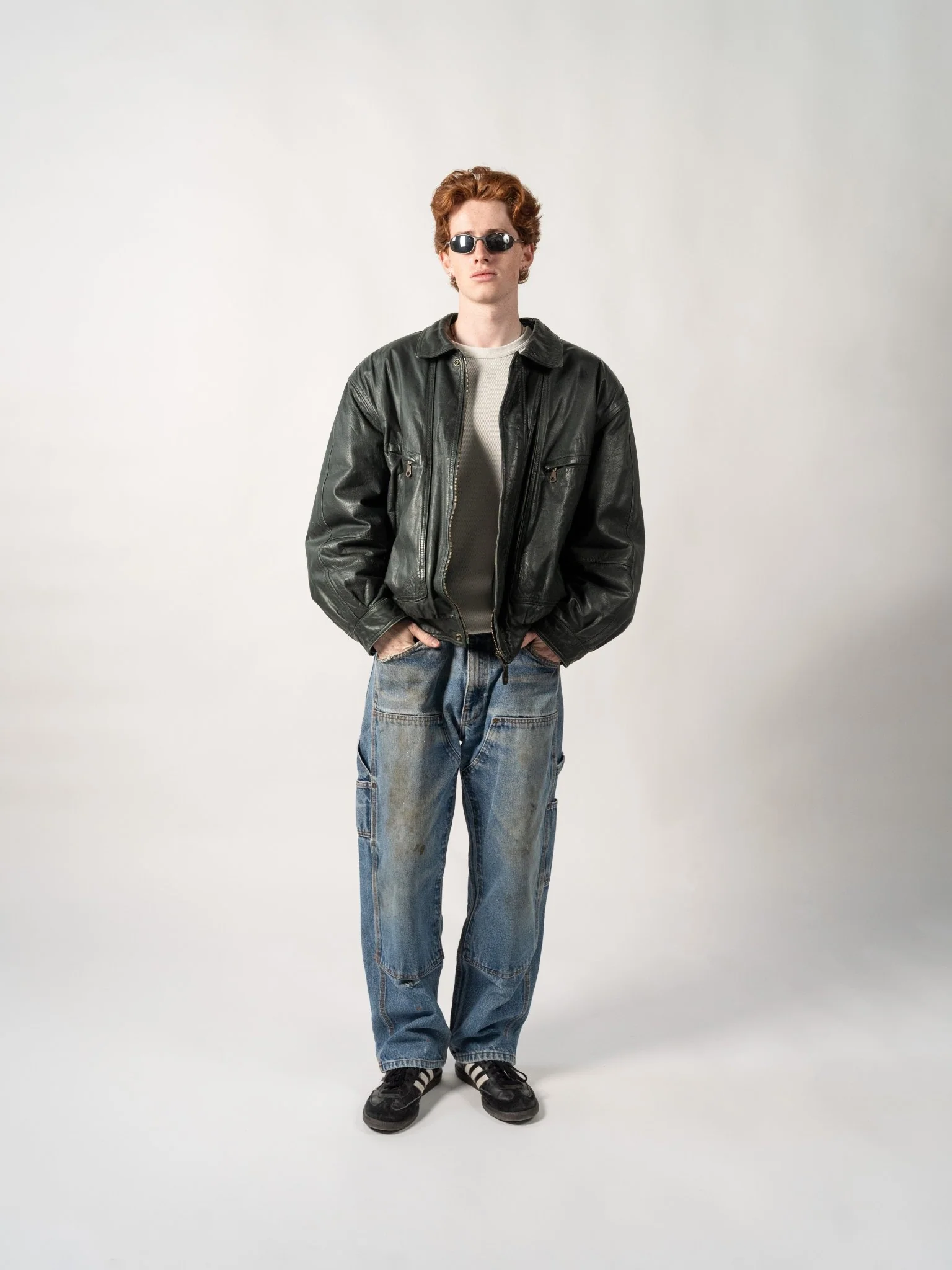 Vintage 90s Green Moores Leather Jacket (L) - Image 2