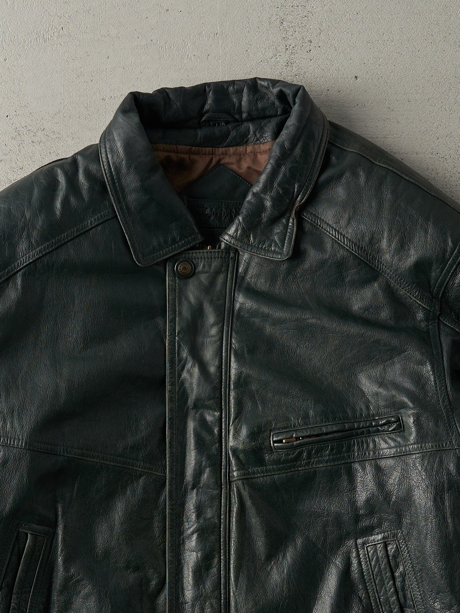 Vintage 90s Green Moores Leather Jacket (M) - Image 2