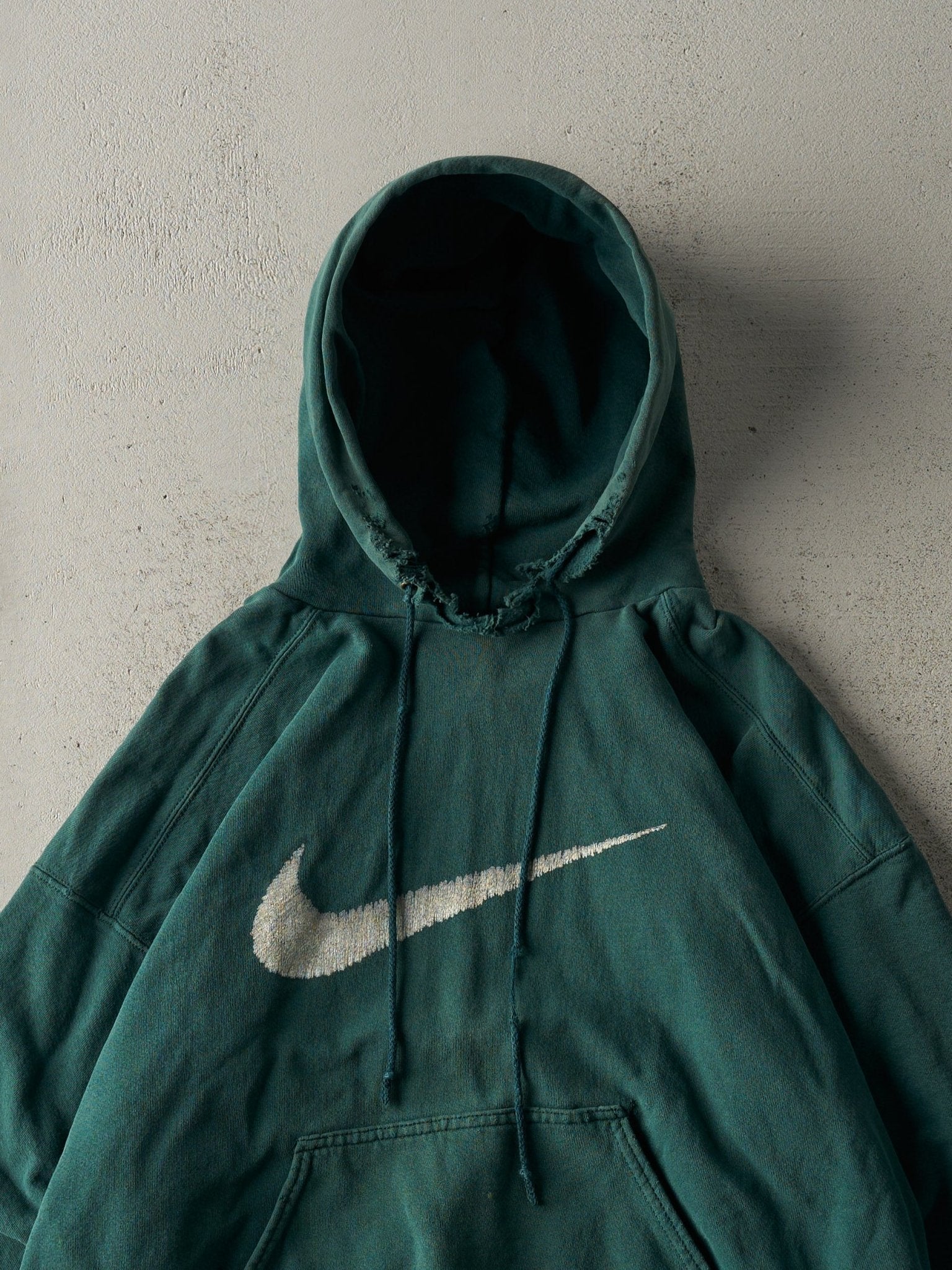 Vintage 90s Green Nike Swoosh Hoodie (L/XL) - Image 2