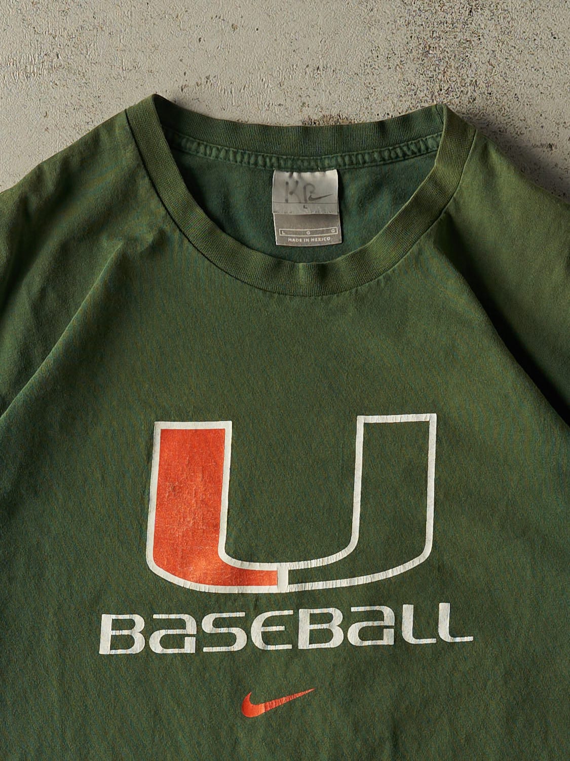 Vintage Y2K Green Nike University of Miami Baseball Tee (L/XL) - Image 2