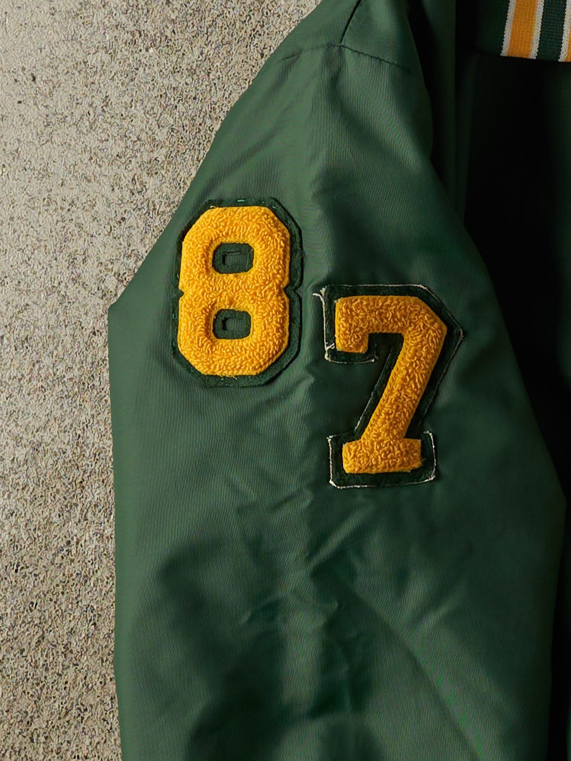 Vintage 80s Green OB Tech Varsity Bomber Jacket (S/M) - Image 4