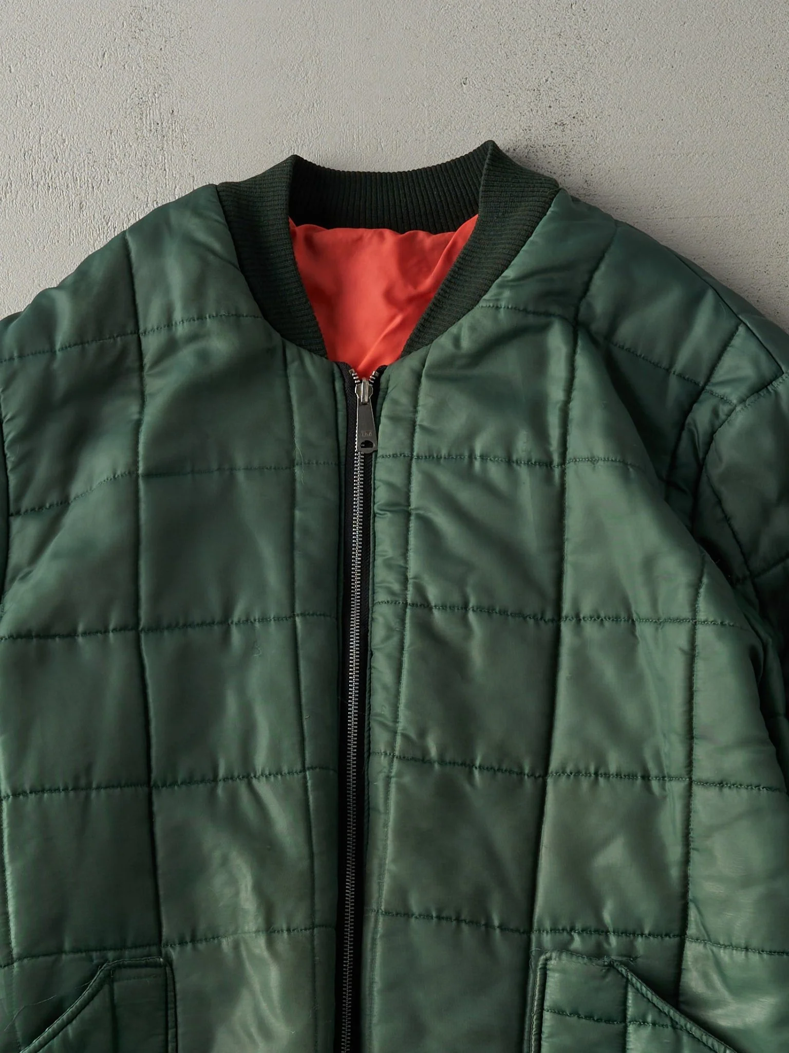 Vintage 90s Green & Orange Reversible Flight Bomber Jacket (XXL) - Image 3