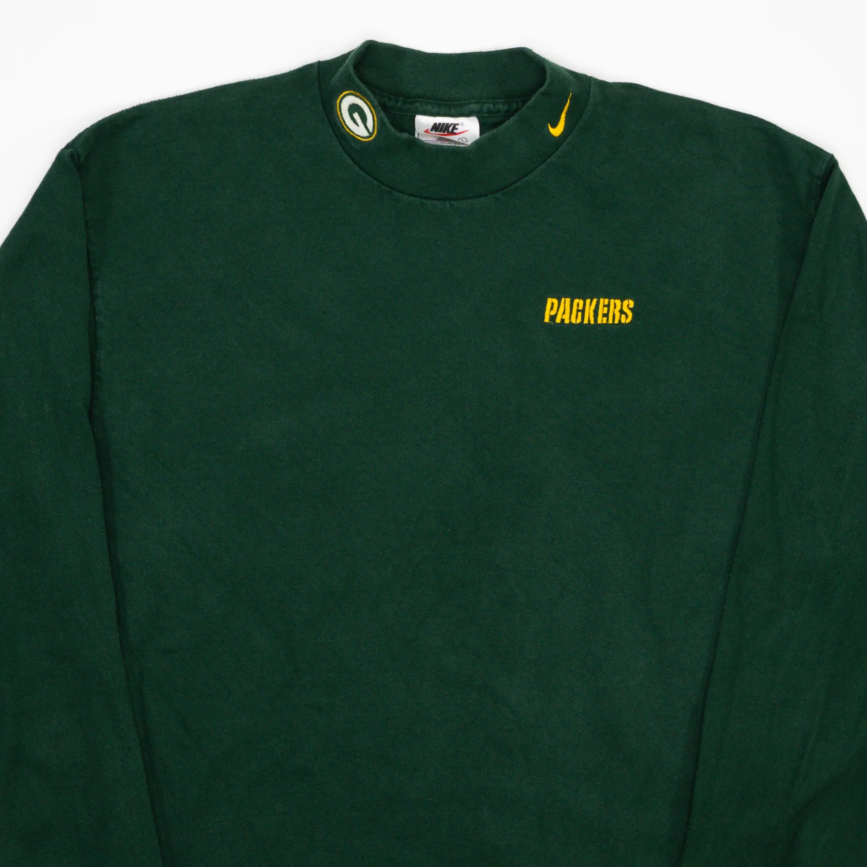 Vintage 90s Green Packers x Nike Mock Neck (M) - Image 2