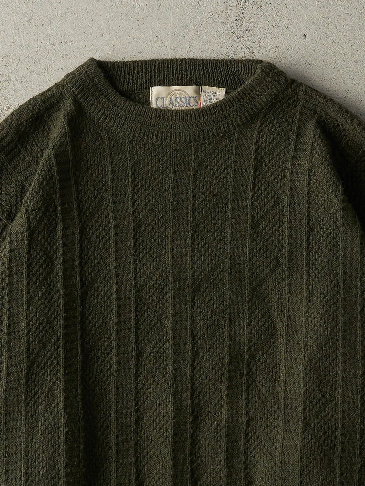 Vintage 90s Green Patterned Knit Pullover (L) - Image 3