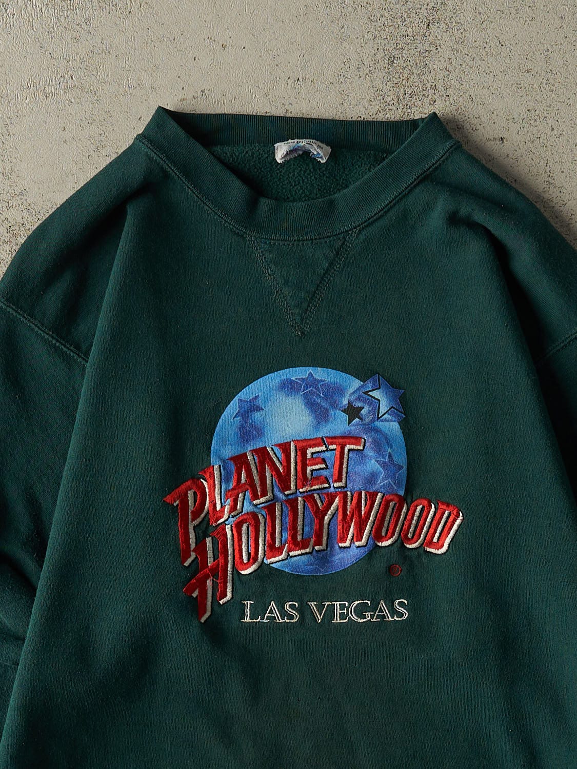 Vintage 90s Green Planet Hollywood Las Vegas Embroidered Crewneck (S/M) - Image 2