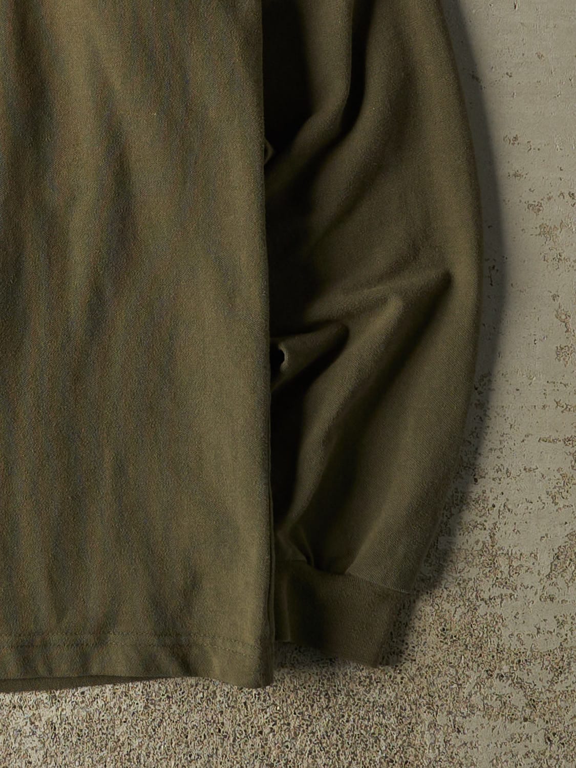 Vintage 90s Green Polo Embroidered Quarter Button Long Sleeve (L) - Image 4