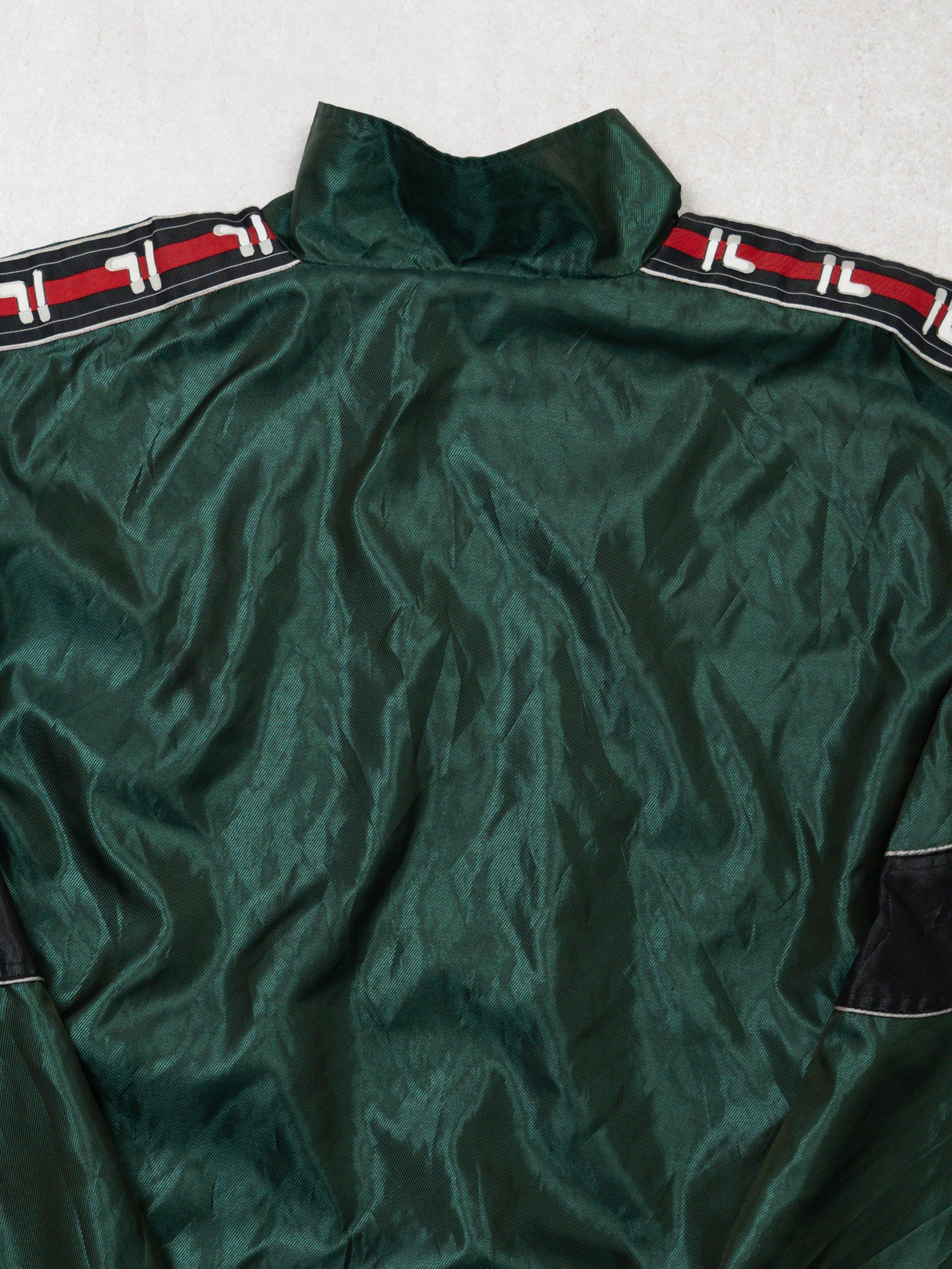 Vintage 90s Green + Black + Red Fila Reflective Windbreaker (XL/XXL) - Image 4