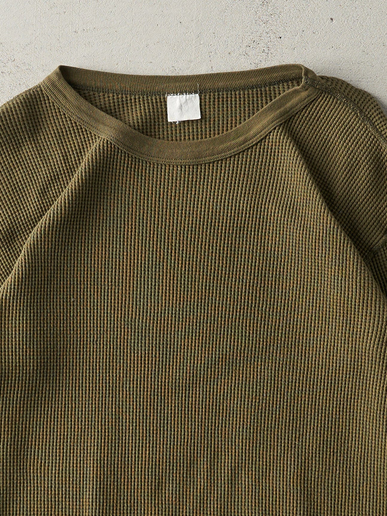 Vintage 90s Green Waffle Knit Long Sleeve (M) - Image 2