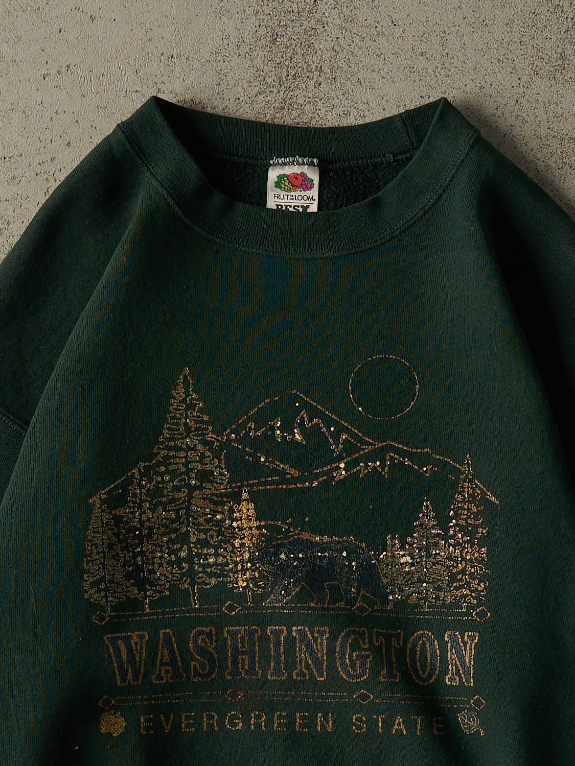 Vintage 90s Green Washington Crewneck (M) - Image 2