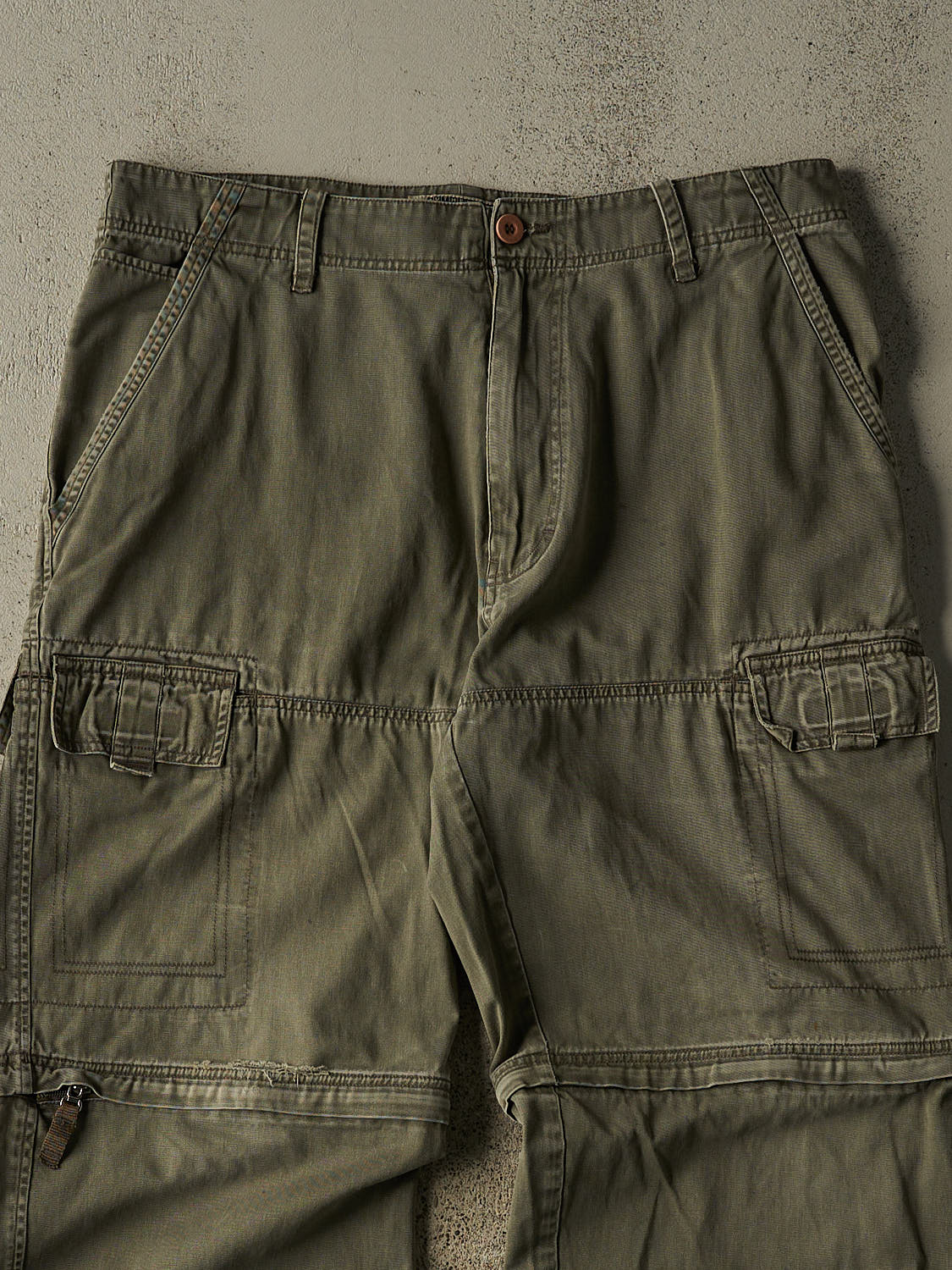 Vintage 90s Green Zip Off Cargo Pants (36x30) - Image 3