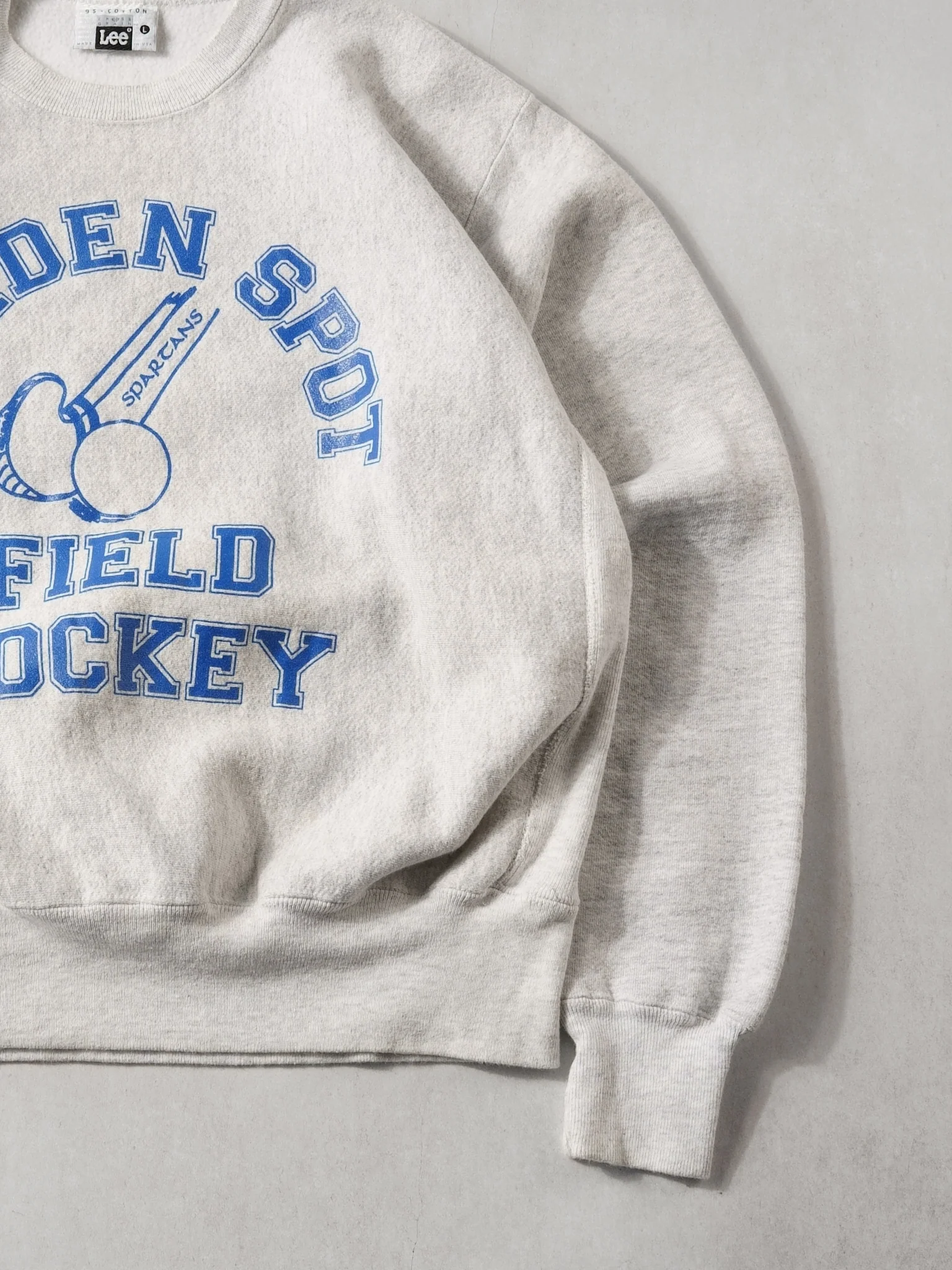 Vintage 90s Grey and Blue Spartans Field Hockey Lee's Crewneck (L) - Image 3