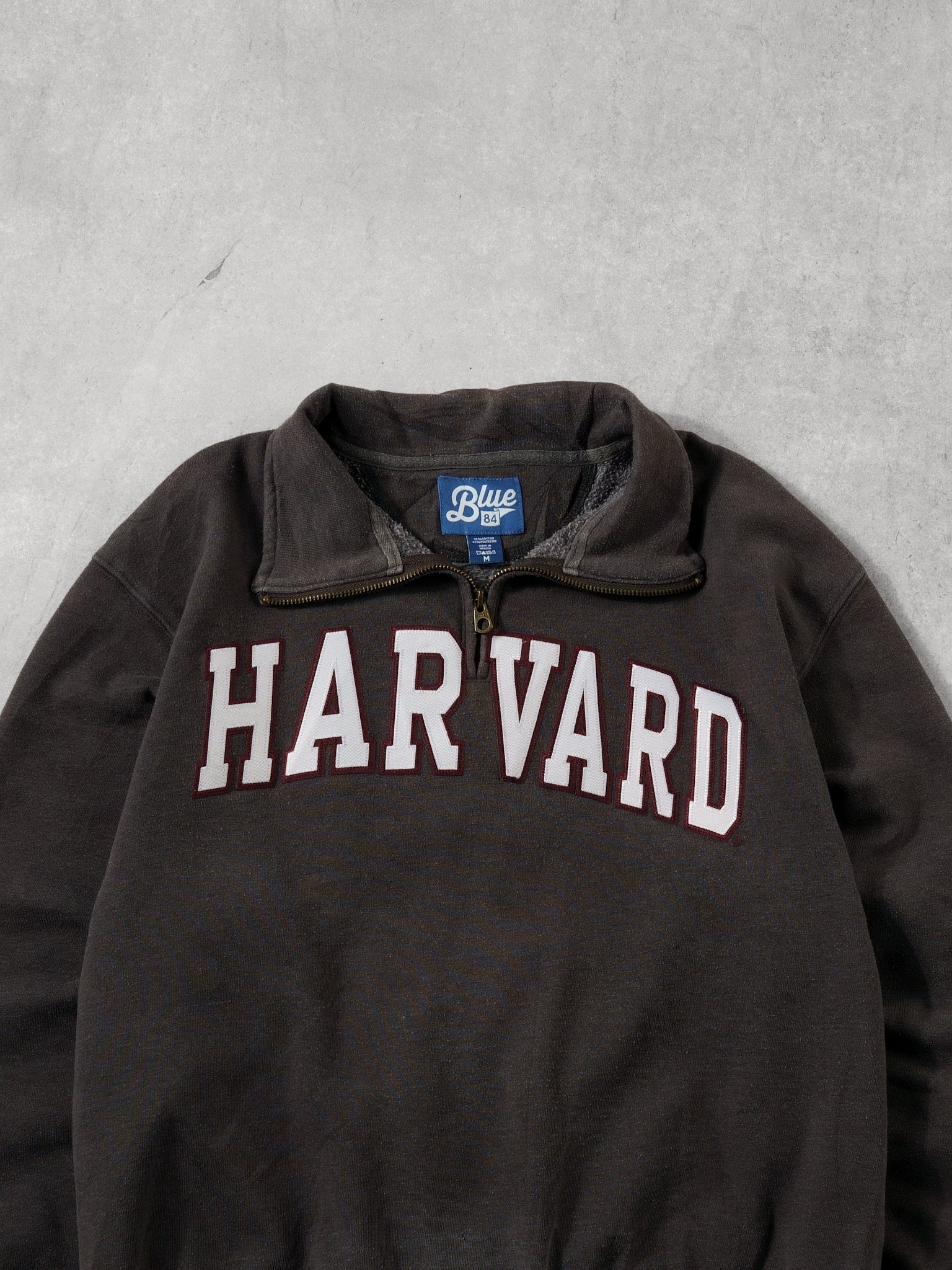 Vintage 90s Grey And Red Blue 84 Harvard 1/4 Zip Crewneck (M/L) - Image 2