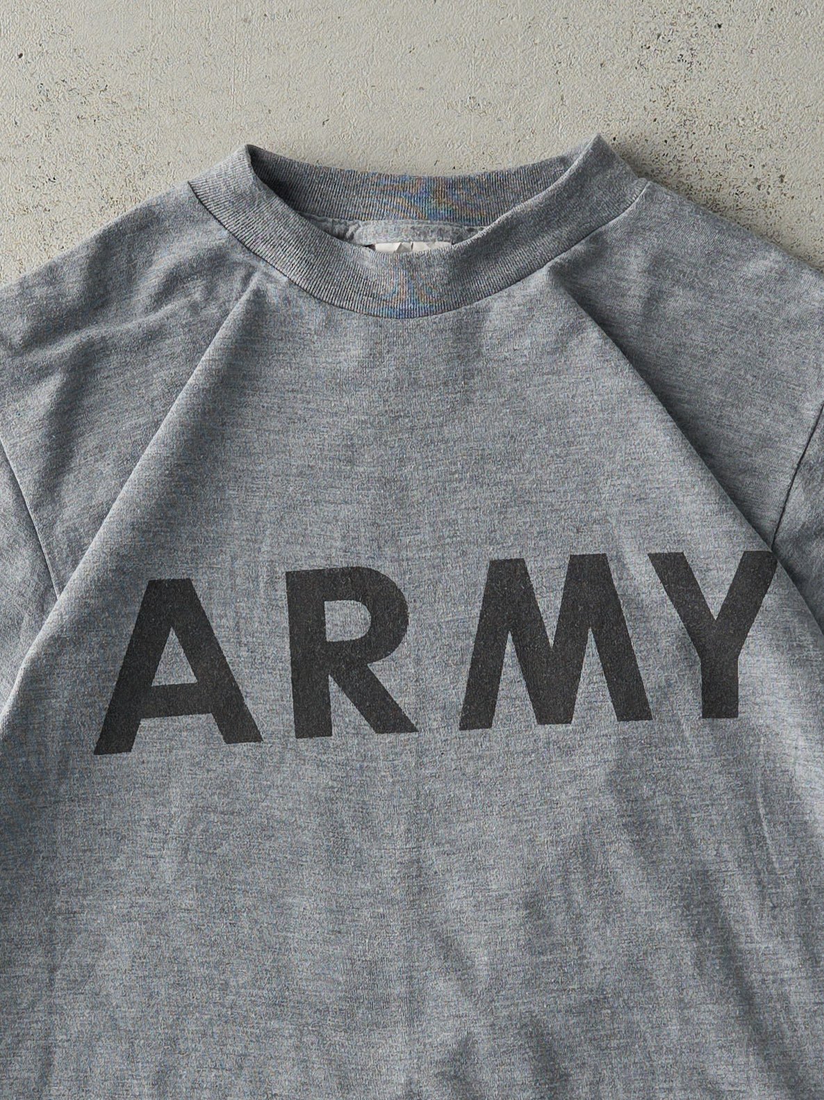 Vintage 90s Grey Army Tee (S) - Image 3
