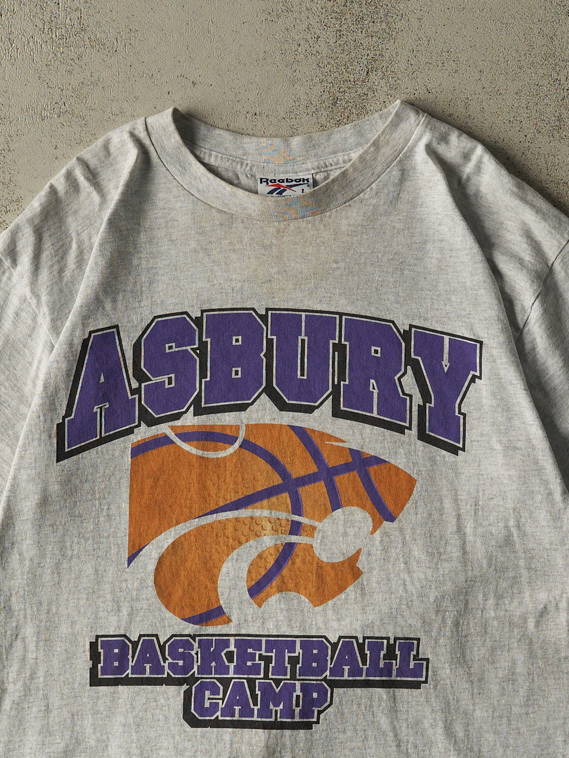 Vintage 90s Grey Asbury Basketball Camp Tee (L) - Image 3