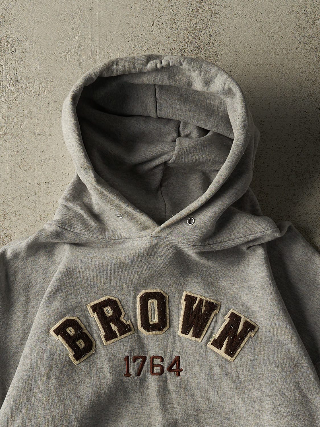 Vintage 90s Grey Brown University Champion Hoodie (L/XL) - Image 2