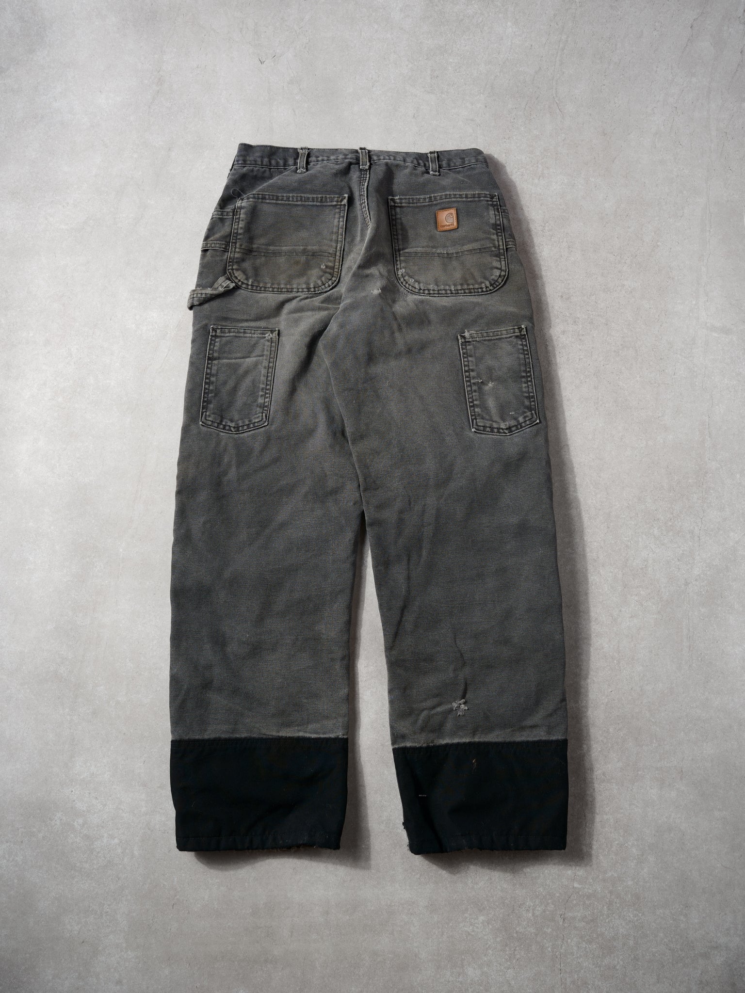 Vintage 90s Grey Carhartt Double Knee Carpenter Lined Pants (31x31) - Image 2