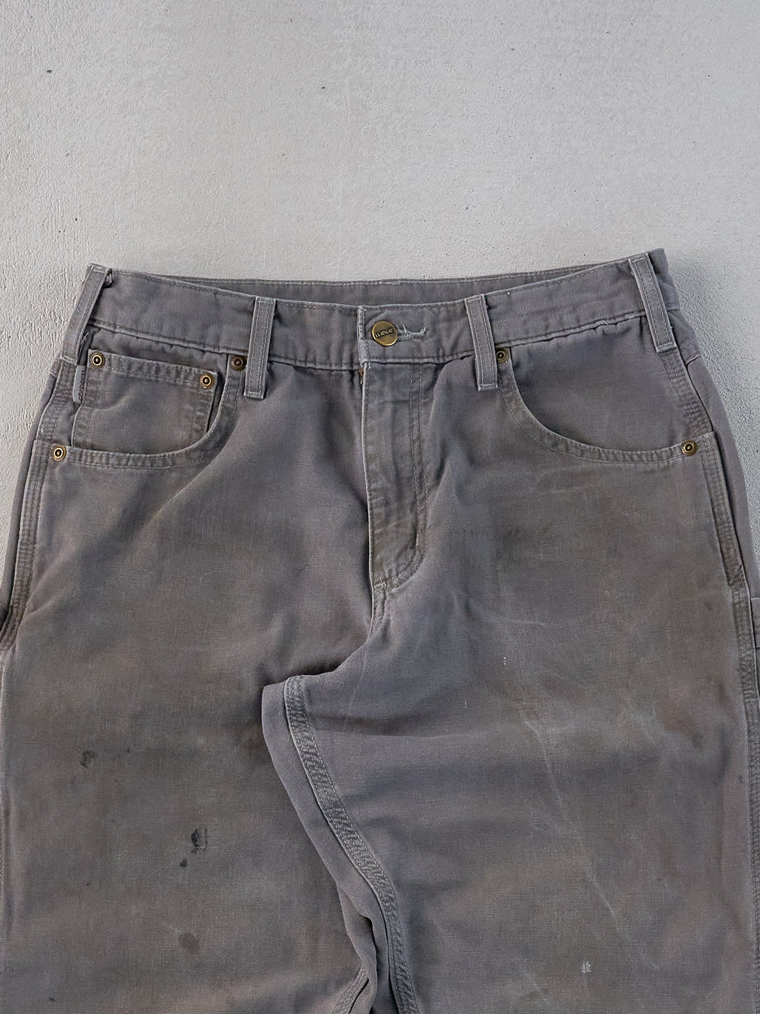 Vintage 90s Grey Carhartt Dungeree Carpenter Pants (28x28) - Image 3