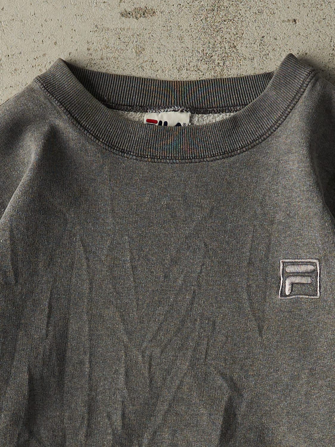 Vintage 90s Grey Fila Embroidered Crewneck (S/M) - Image 2