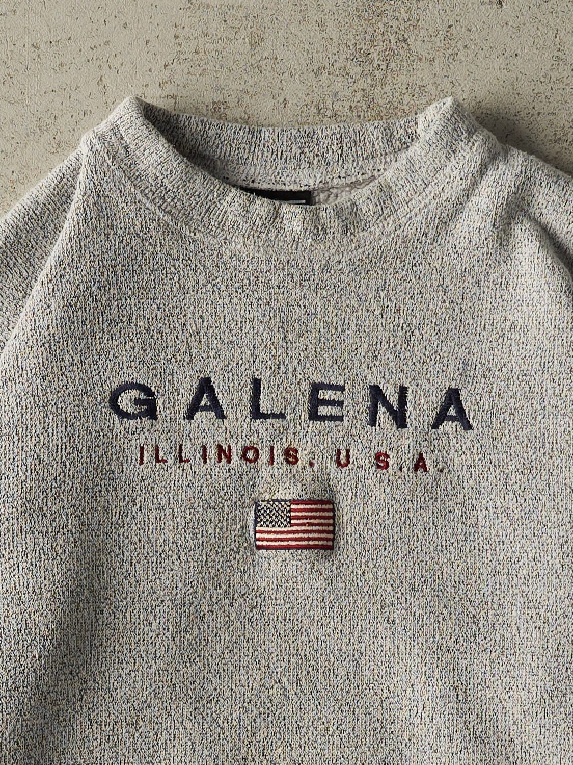 Vintage 90s Grey Galena IL Textured Crewneck (S) - Image 2