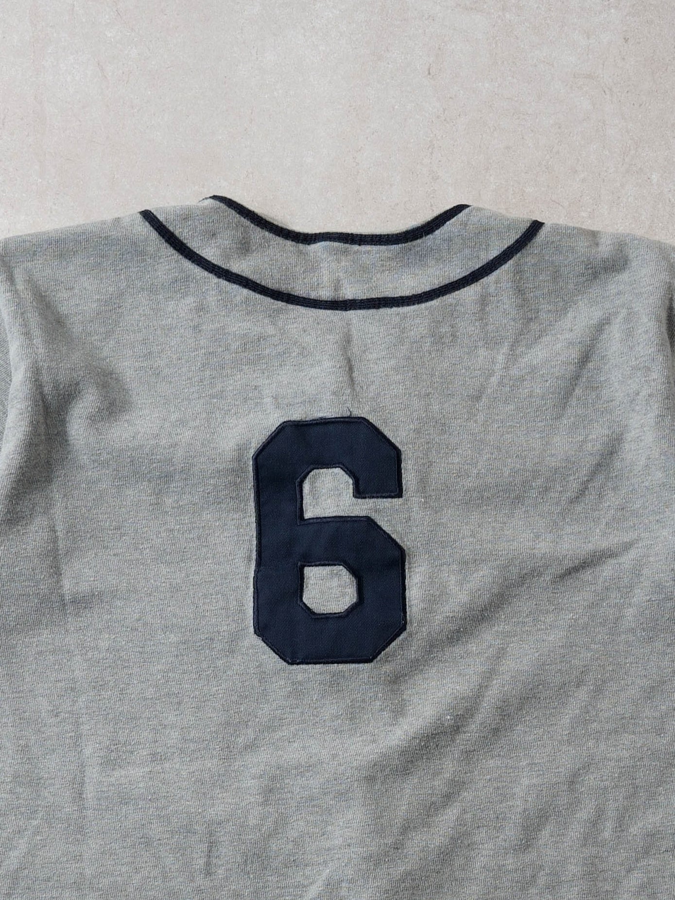 Vintage 90s Grey Gap Athletic #6 Baseball Tee (S) - Image 4