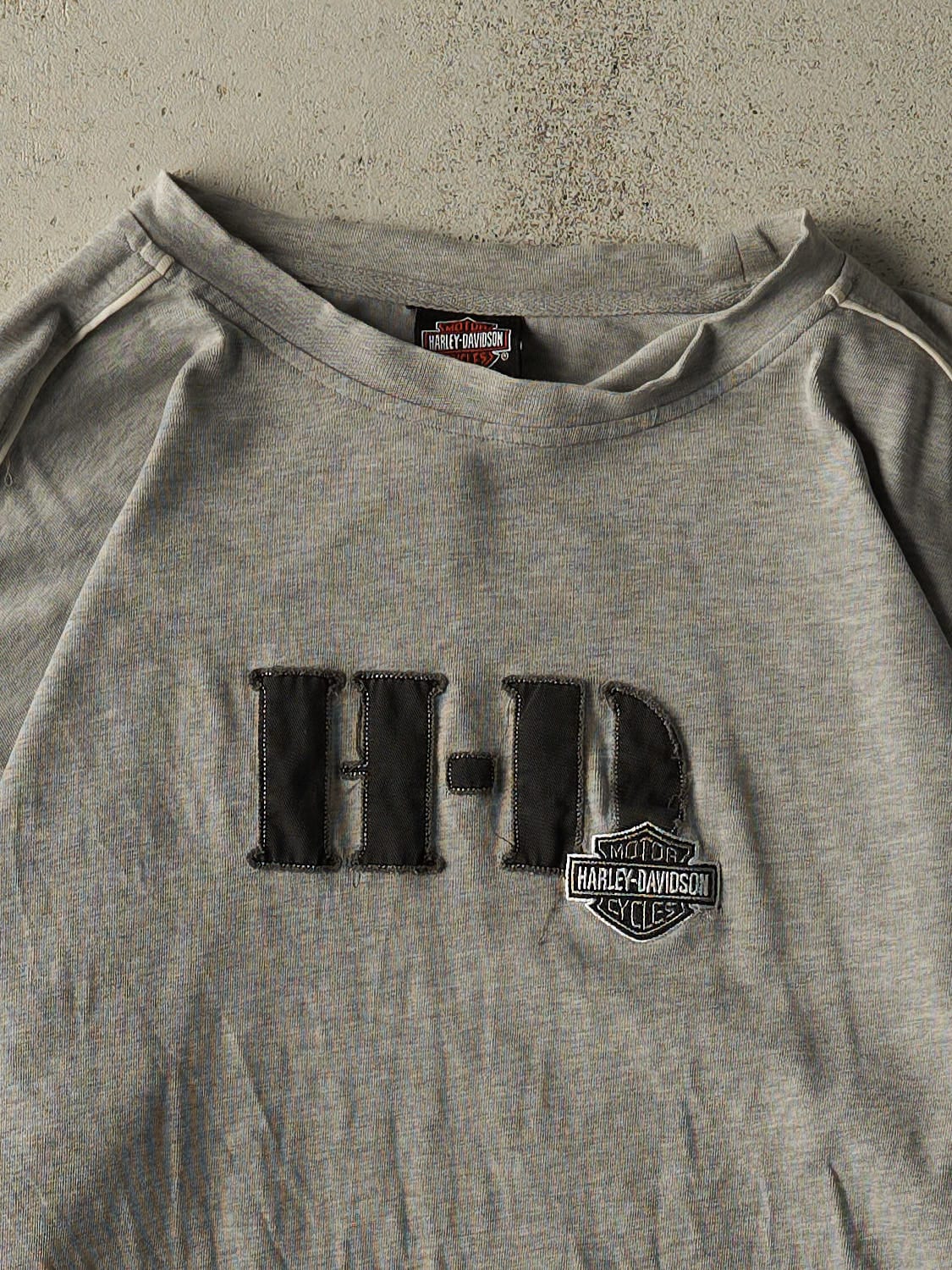 Vintage 90s Grey Harley Davidson Embroidered Long Sleeve (XL) - Image 3