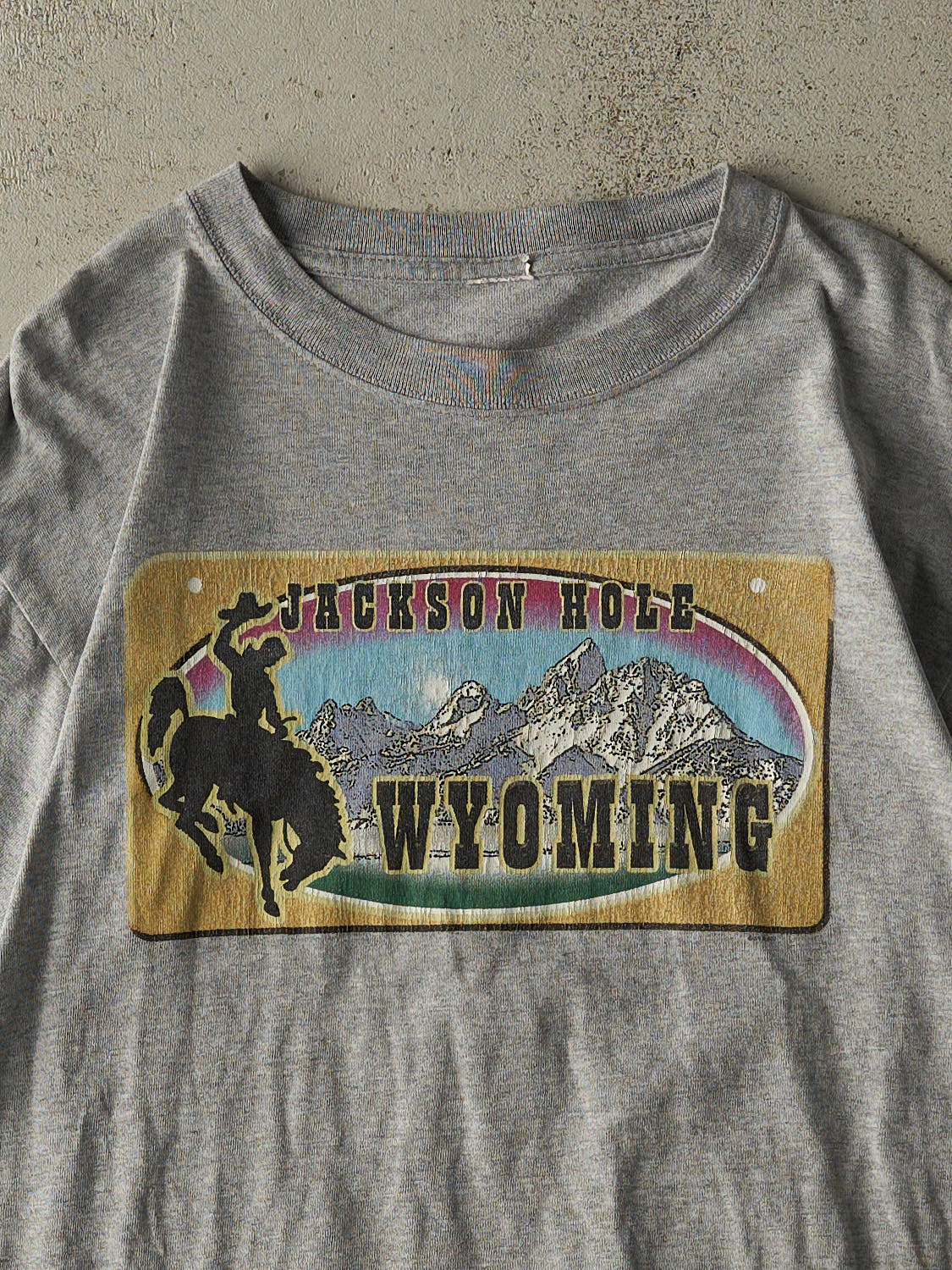 Vintage 90s Grey Jackson Hole Wyoming Tee (S/M) - Image 2