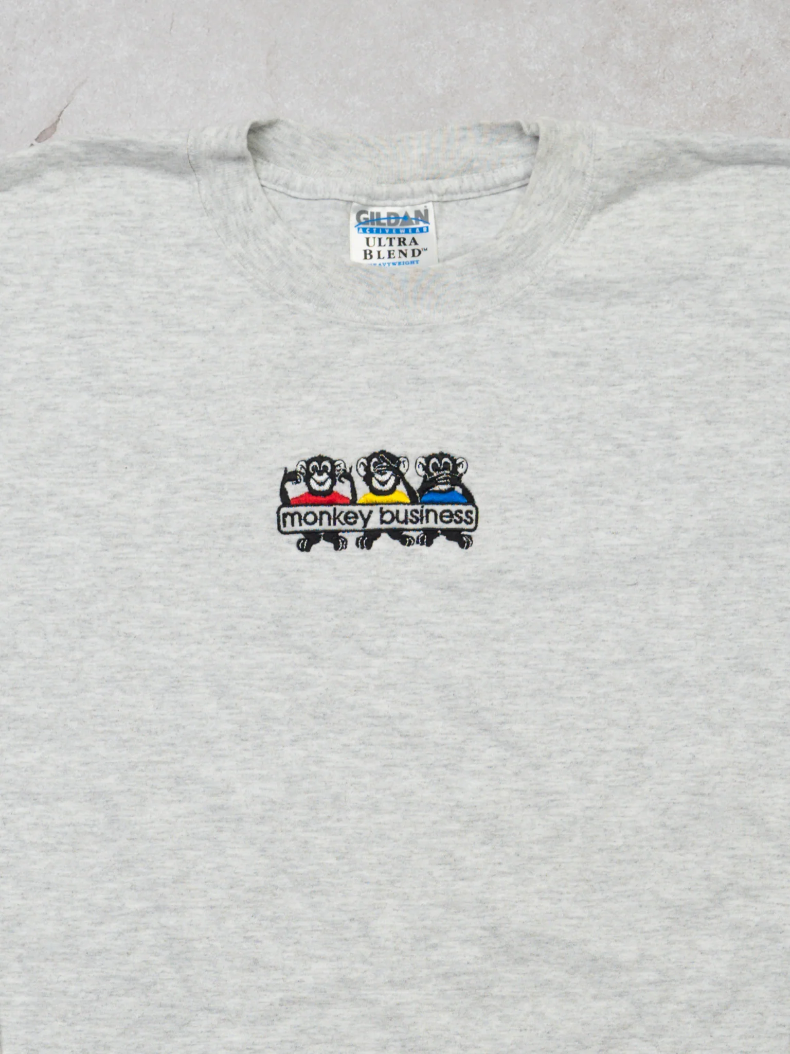 Vintage 90s Grey Monkey Business Long Sleeve (L) - Image 2