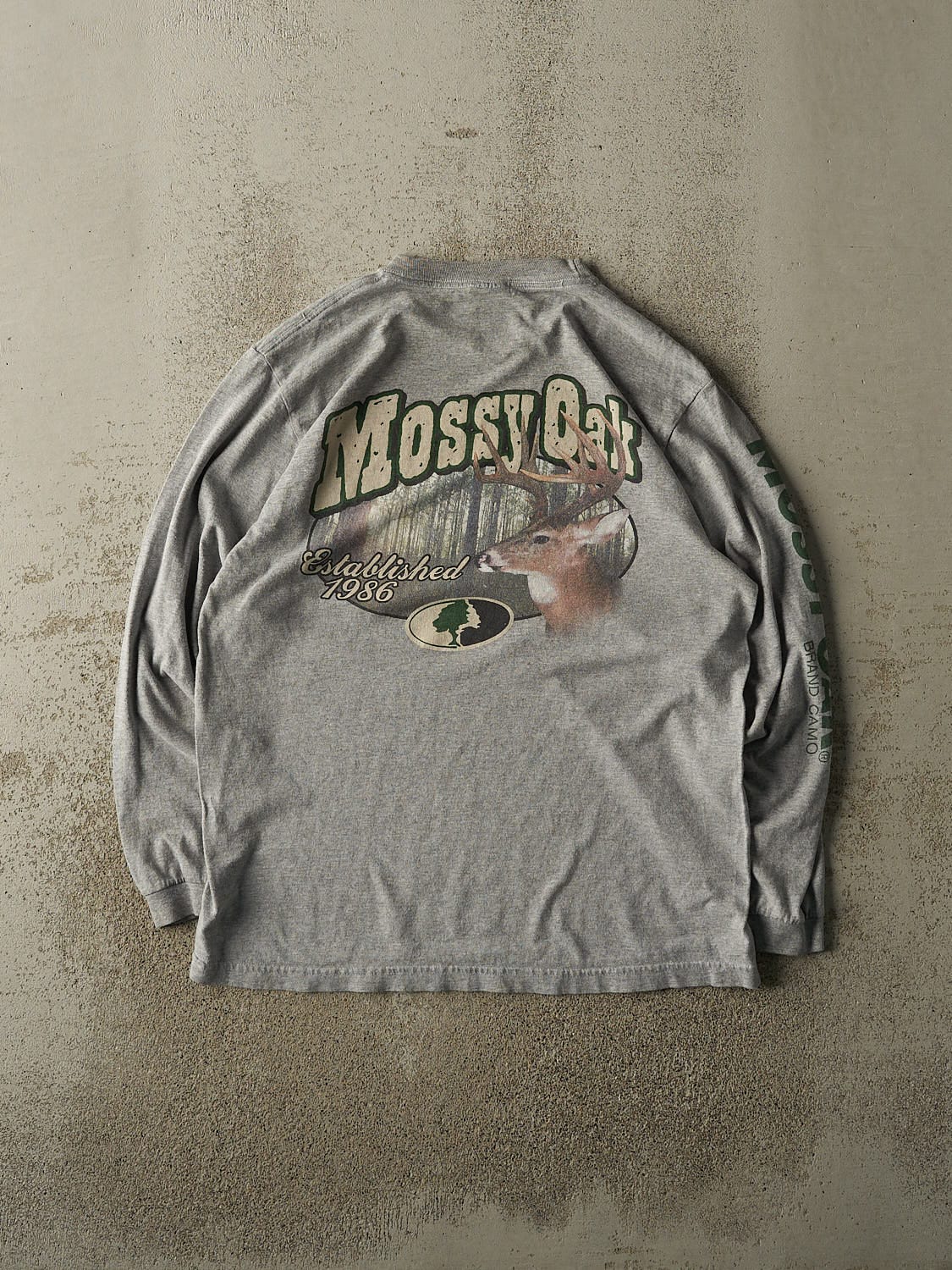 Vintage 90s Grey Mossy Oak Long Sleeve (L) - Image 2