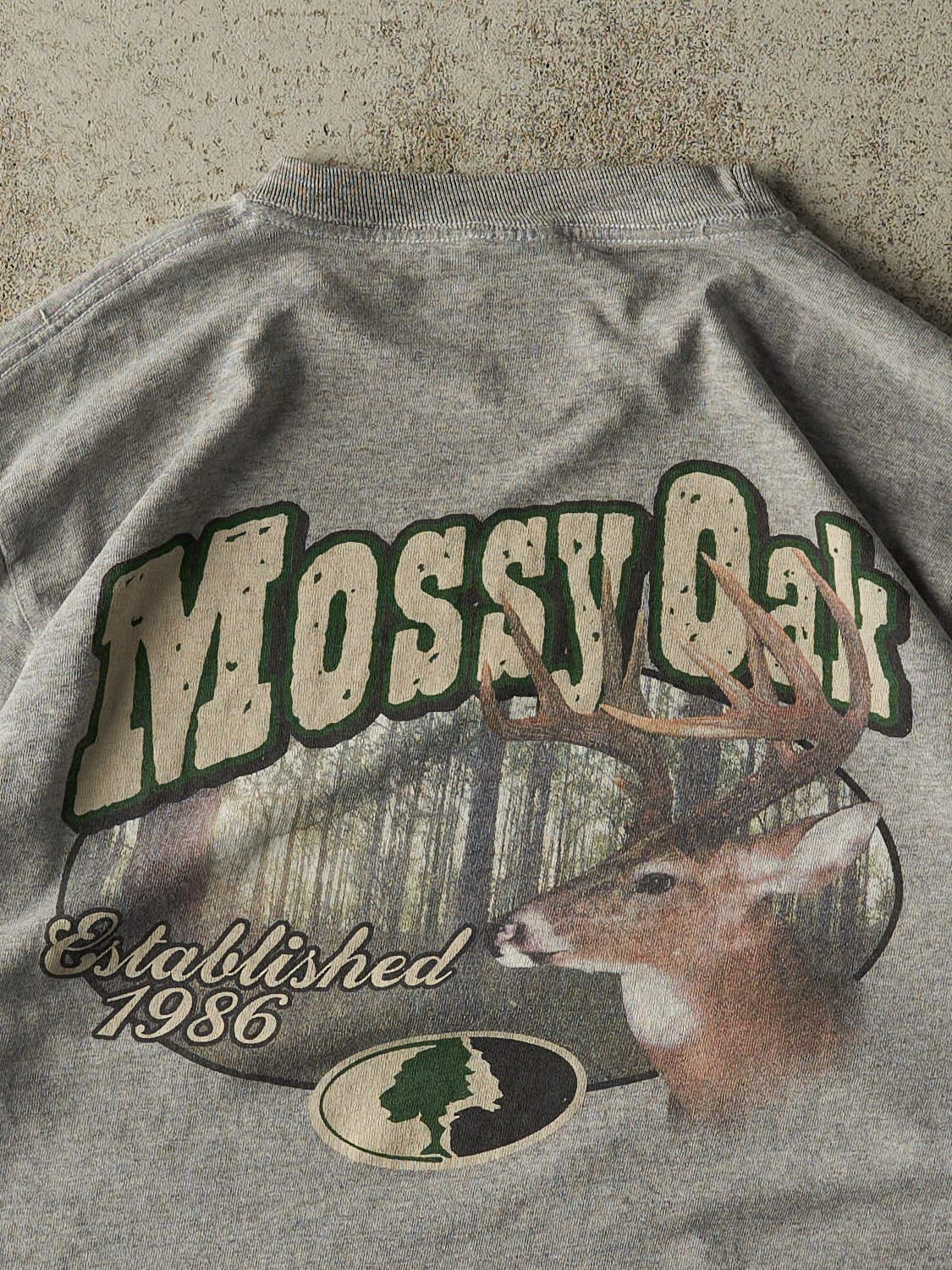 Vintage 90s Grey Mossy Oak Long Sleeve (L) - Image 4