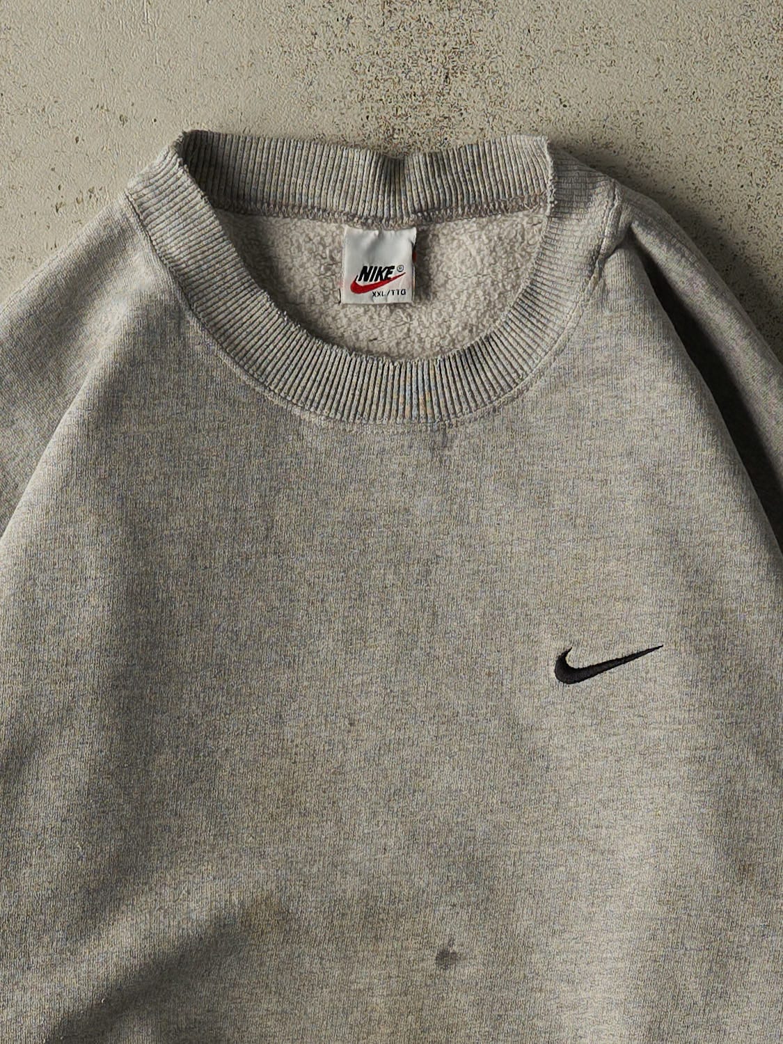 Vintage 90s Grey Nike Embroidered Swoosh Crewneck (XL/XXL) - Image 2