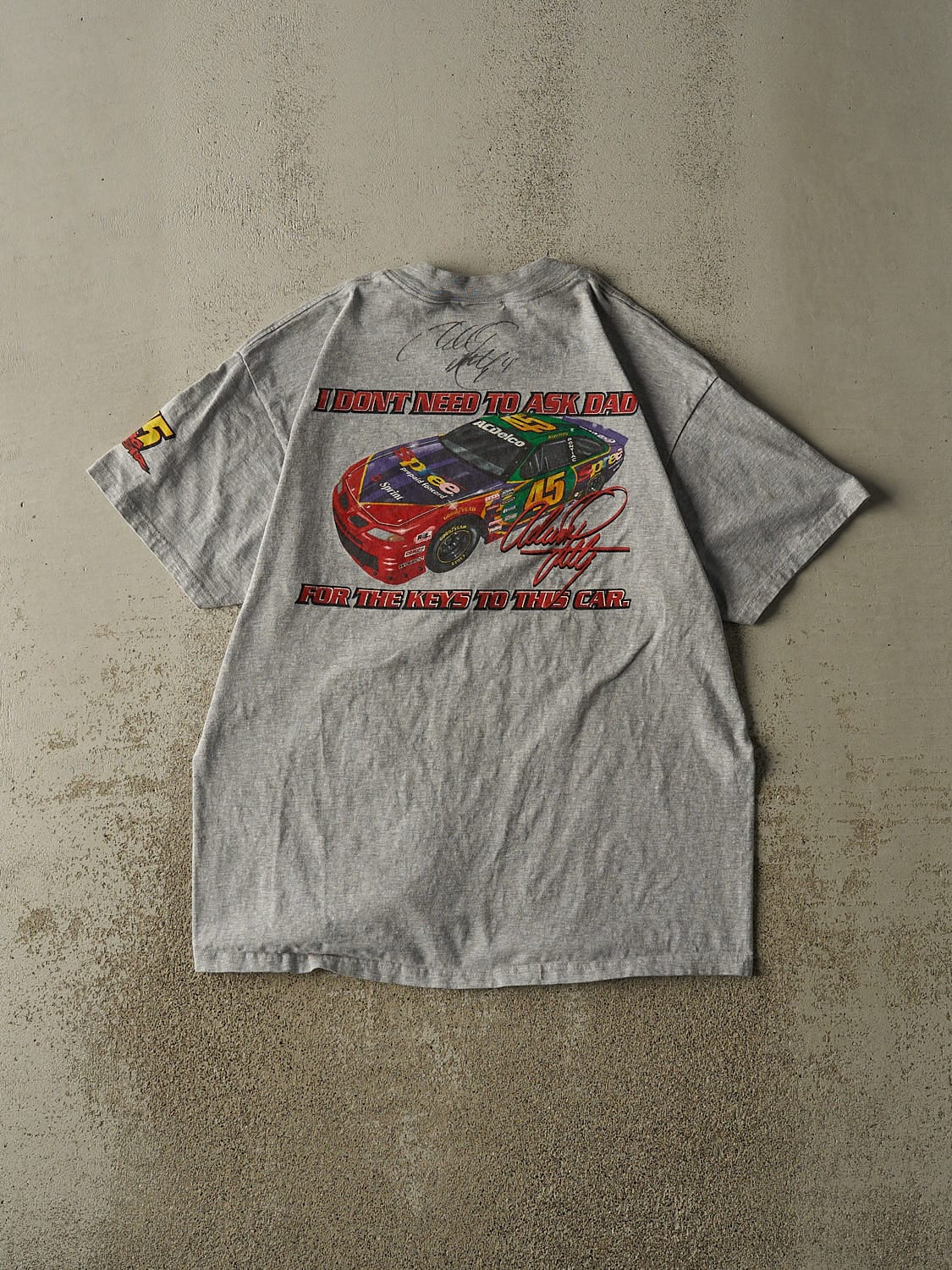 Vintage 90s Grey No Fear Nascar Racing Tee (L/XL) - Image 2