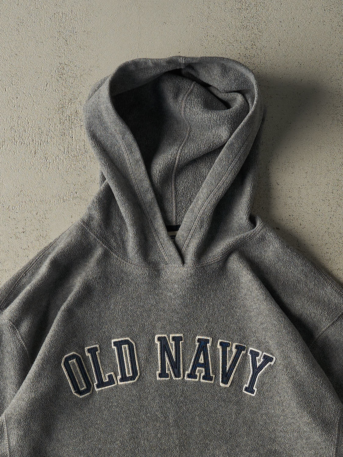 Vintage 90s Grey Old Navy Embroidered Fleece Hoodie (XL/XXL) - Image 2